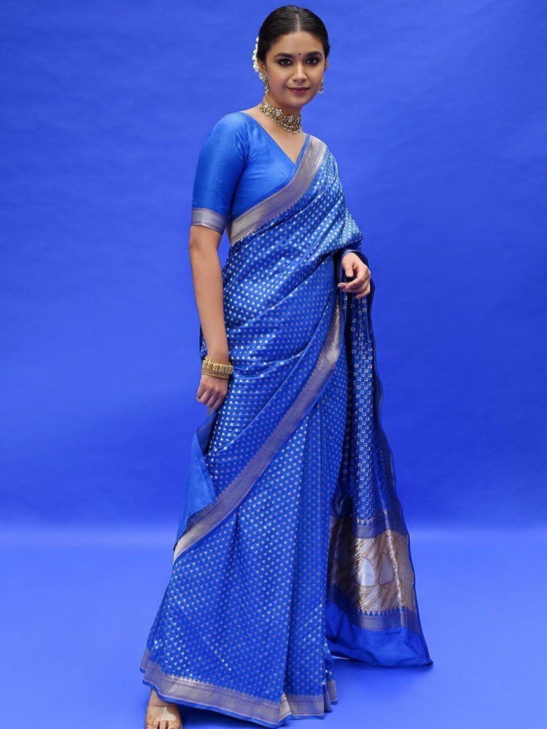 

Upalksh Woven Design Zari Kota Saree, Blue