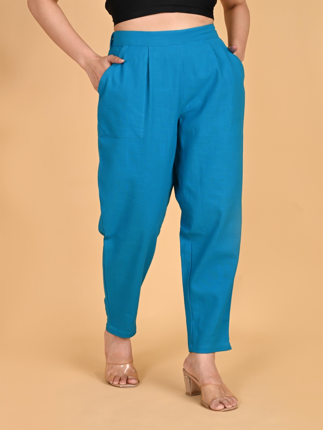 

SKYTICK Women Relaxed Mid-Rise Regular Fit Trousers, Turquoise blue