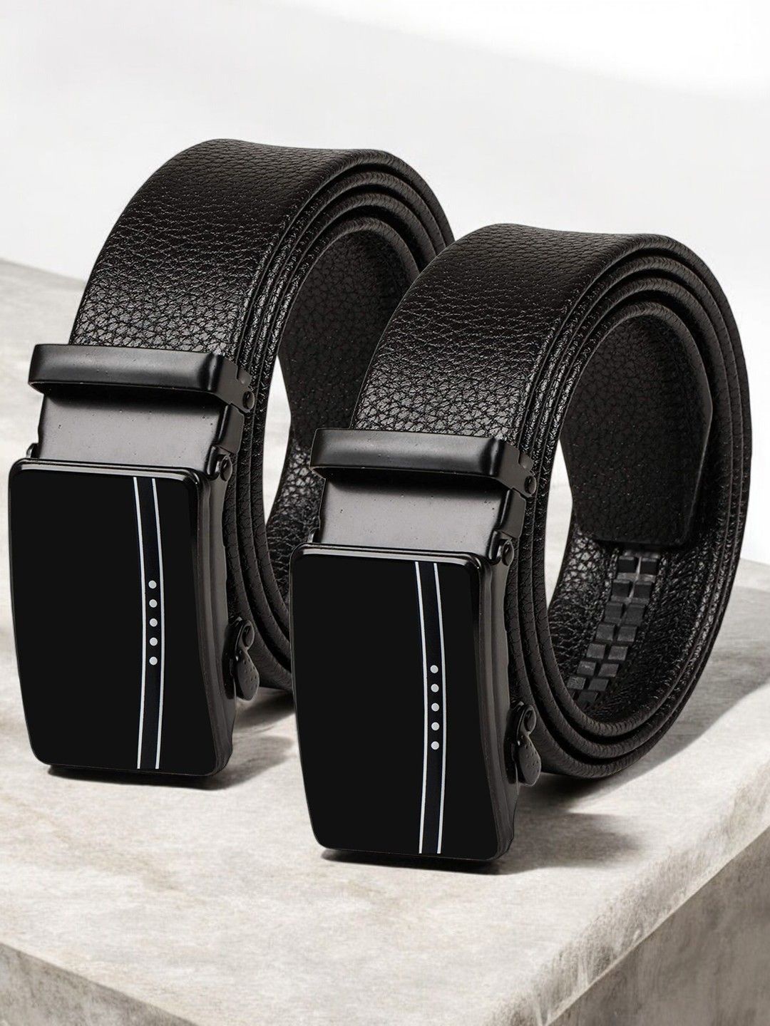

Metronaut Men Textured 2 PU Belt, Black