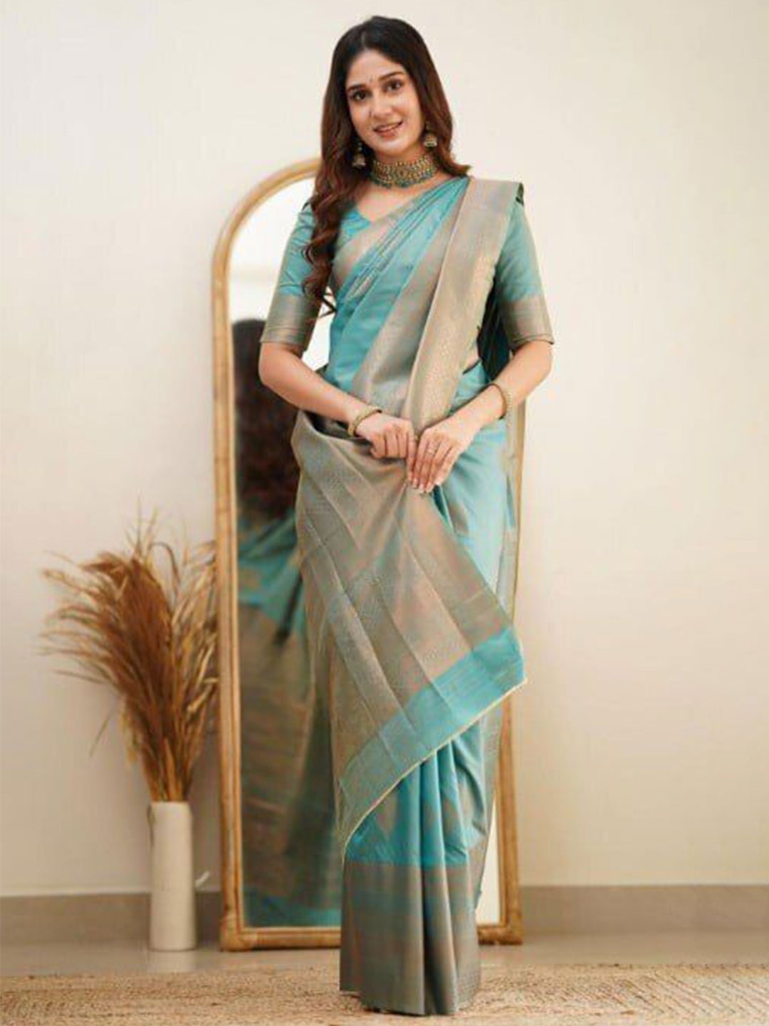 

Upalksh Woven Design Zari Kanjeevaram Saree, Blue