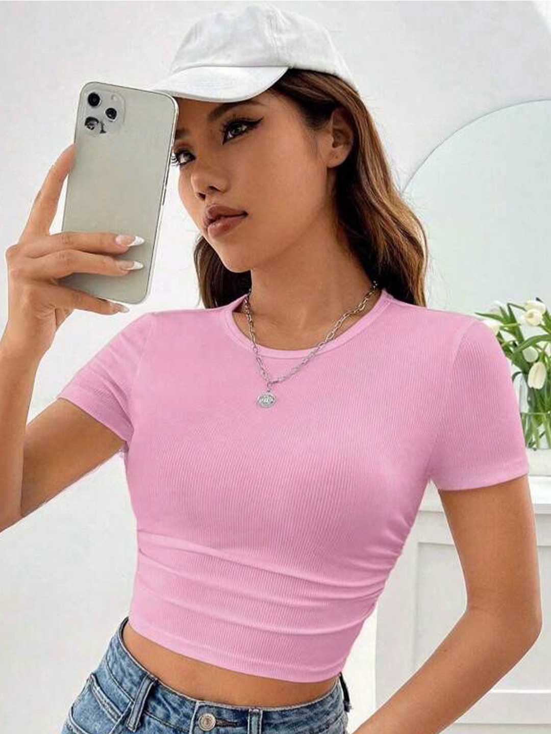 

sollobell Cotton Tank Crop Top, Pink