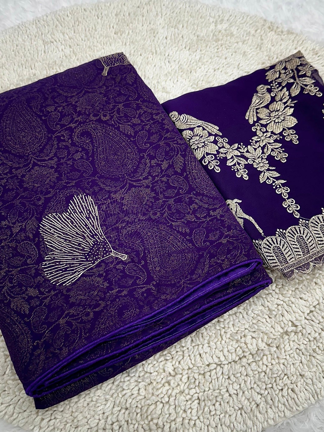 

Aika Floral Embroidered Pure Georgette Saree, Purple