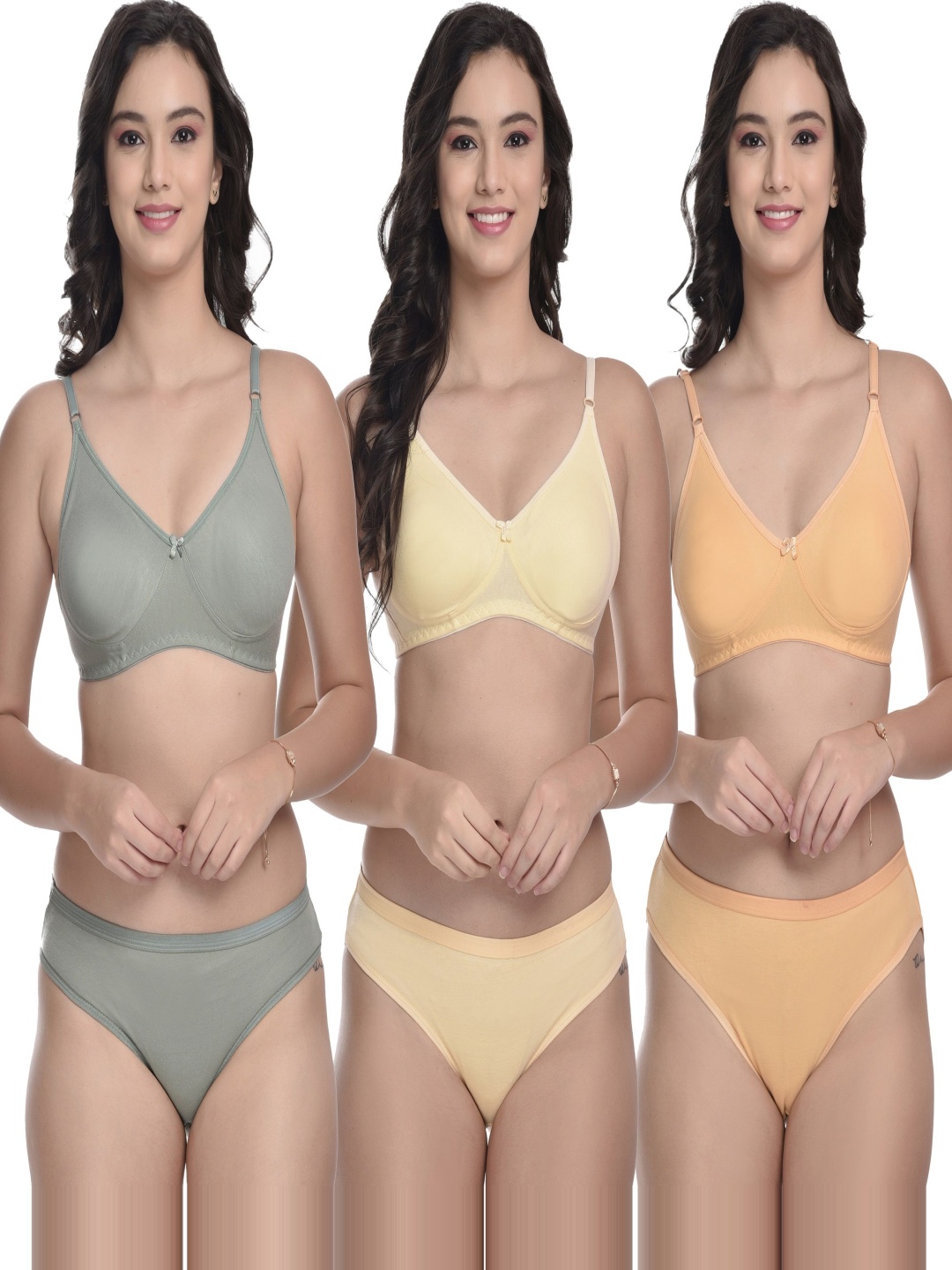

MiEstilo Pack of 3 Lingerie Set, Grey