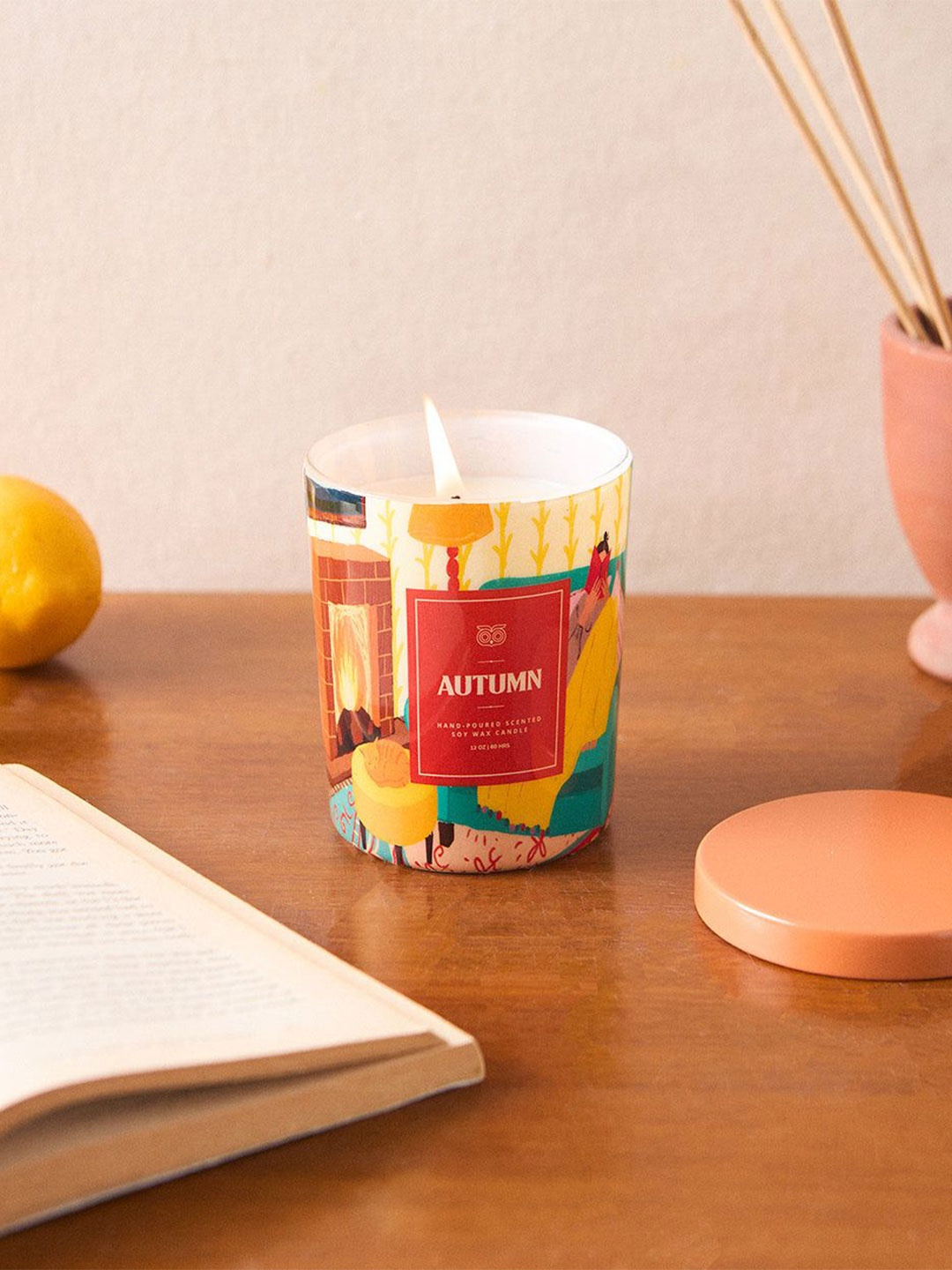 

Chumbak Yellow & Green Autmun Soy Wax, Apple & Cinnamon Jar Candle
