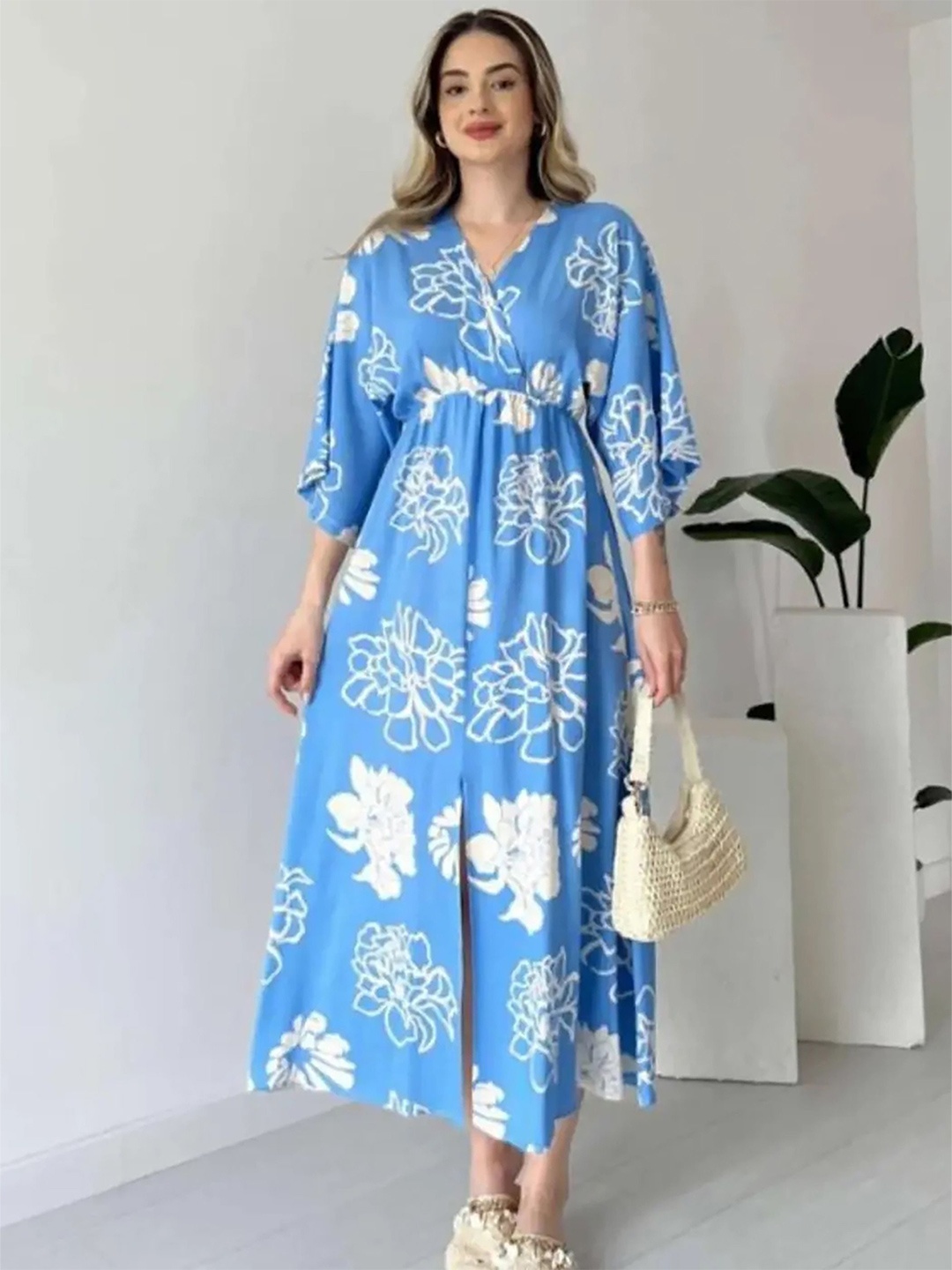 

PIMU Floral Print Fit & Flare Maxi Dress, Blue