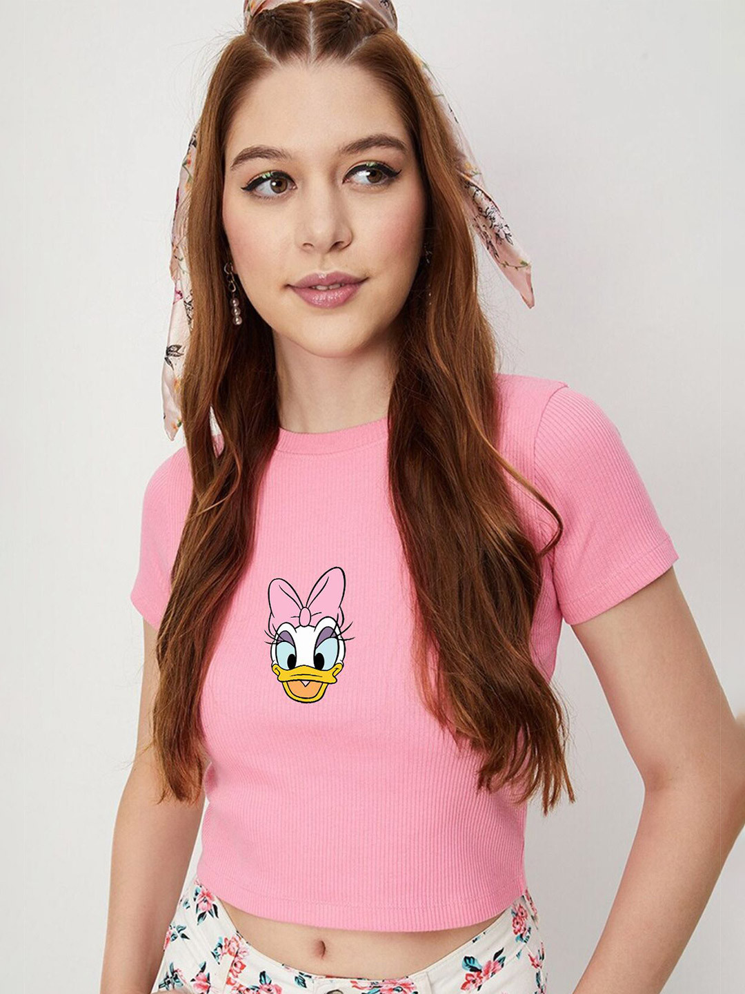 

sollobell Print Cotton Crop Top, Pink