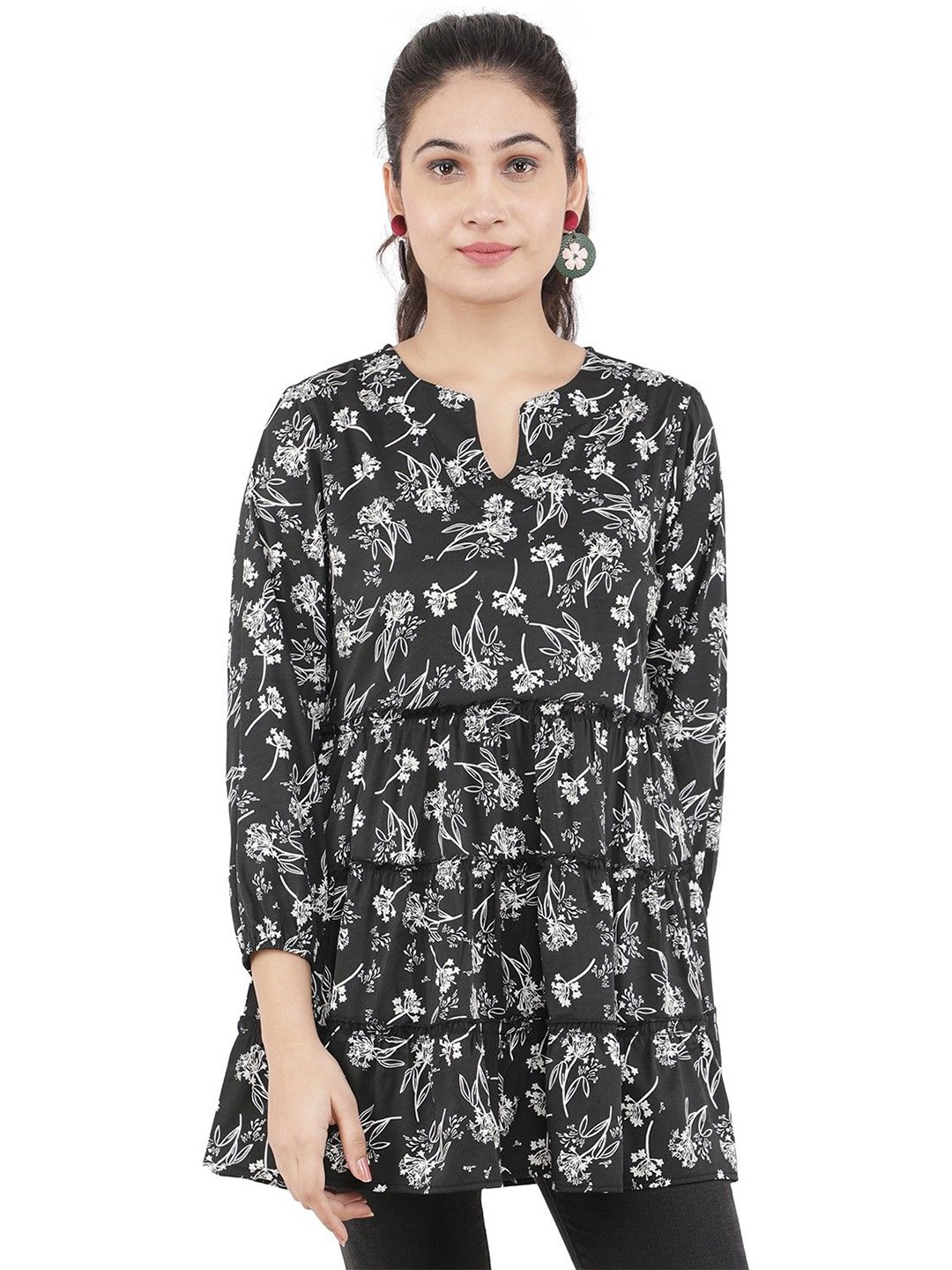 

CULPI Women Floral Printed Top, Black