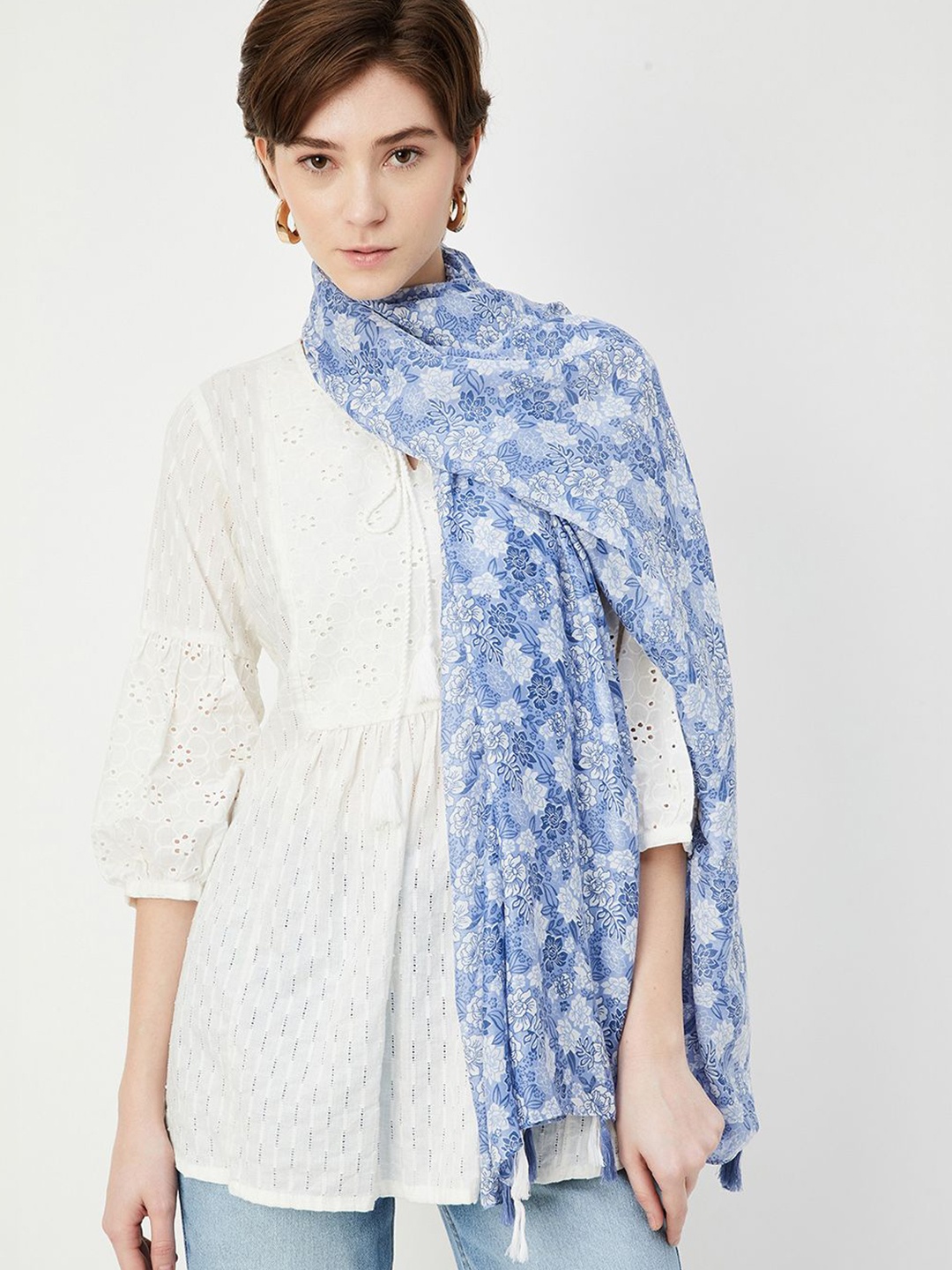 

max Women Printed Scarf, Blue