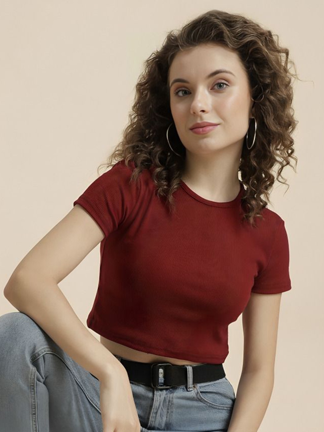 

sollobell Cotton Crop Top, Maroon