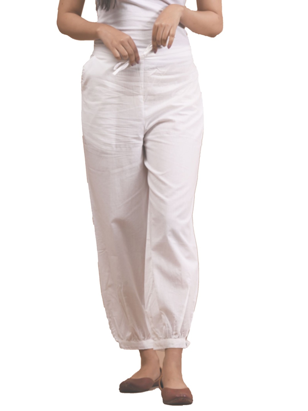 

Anootha Women Mid-Rise Loose Fit Cotton Harem Pants, White