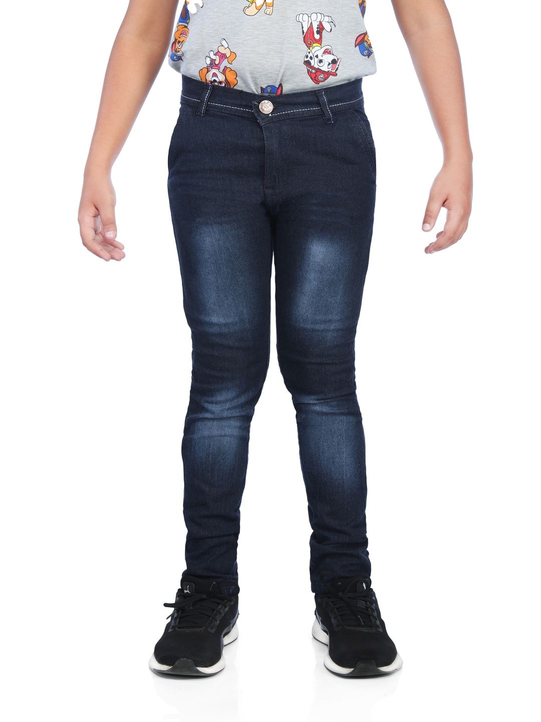 

GUCHU Boys Mid-Rise Light Fade Slim Fit Jeans, Black