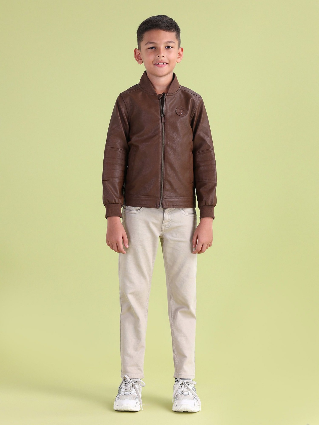 

U.S. Polo Assn. Kids Boys Solid Leather Jacket, Brown