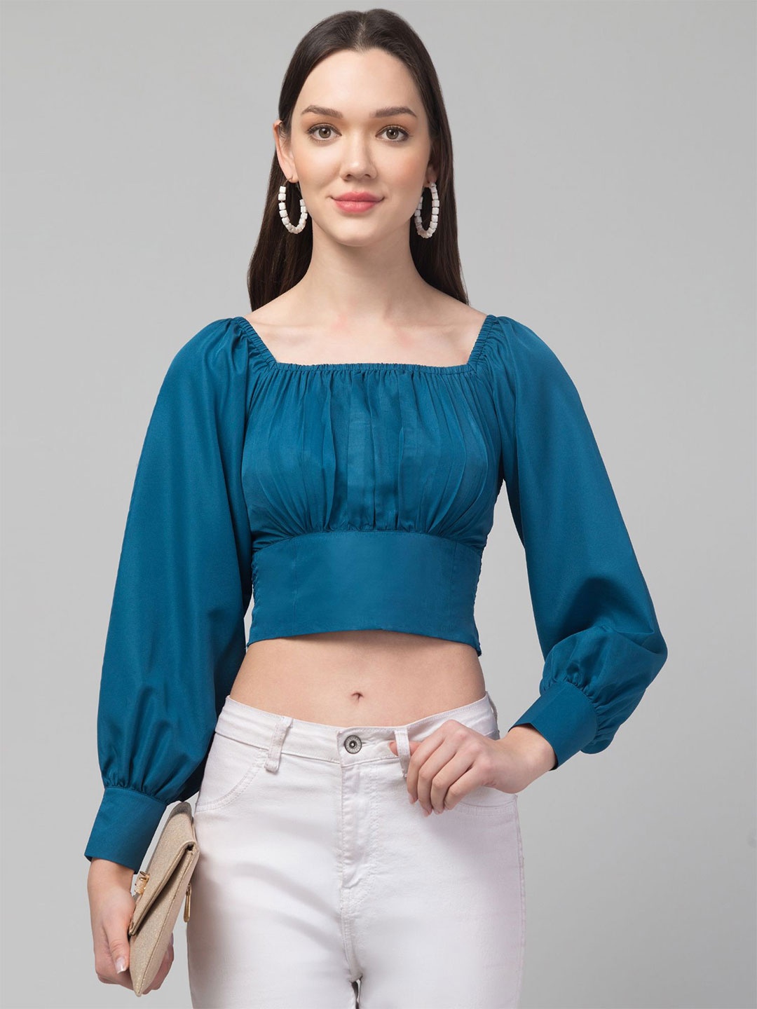 

CULPI Women Square Neck Top, Teal
