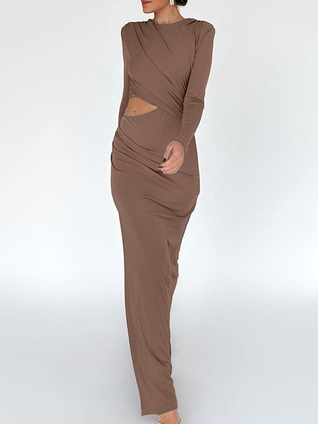 

LULU & SKY Ruched Maxi Dress, Brown