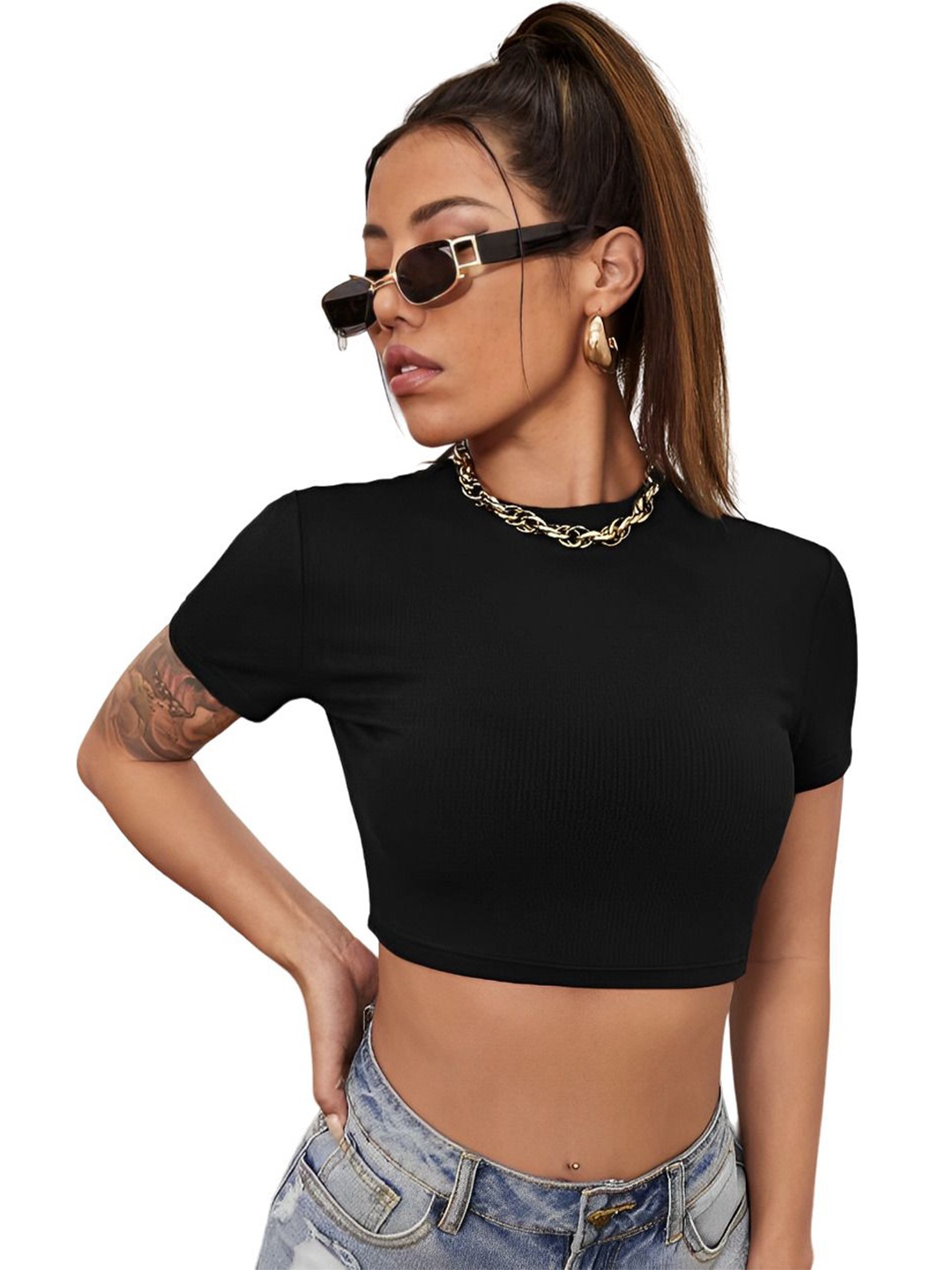 

sollobell Cotton Crop Top, Black