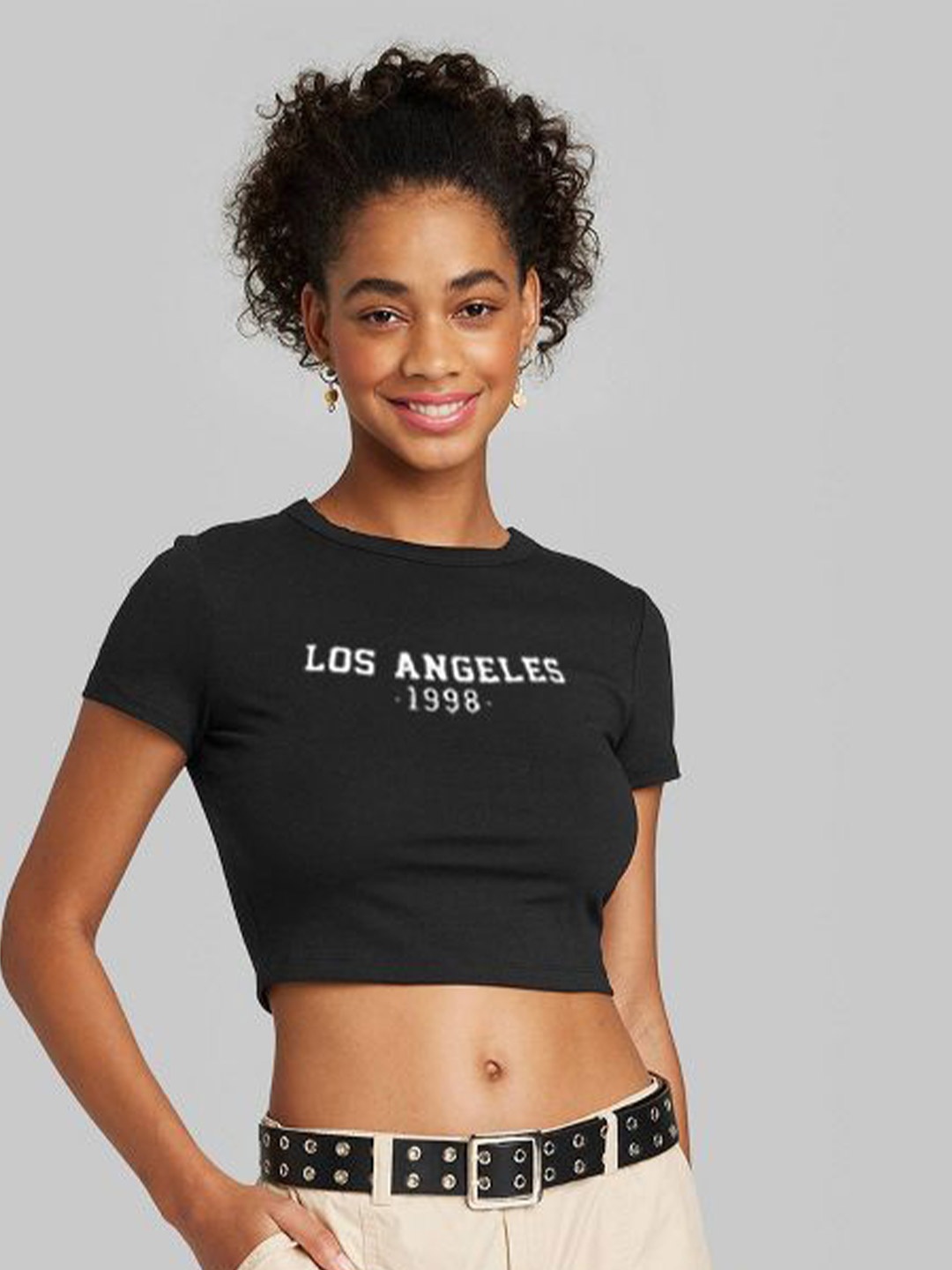 

sollobell Print Cotton Crop Top, Black