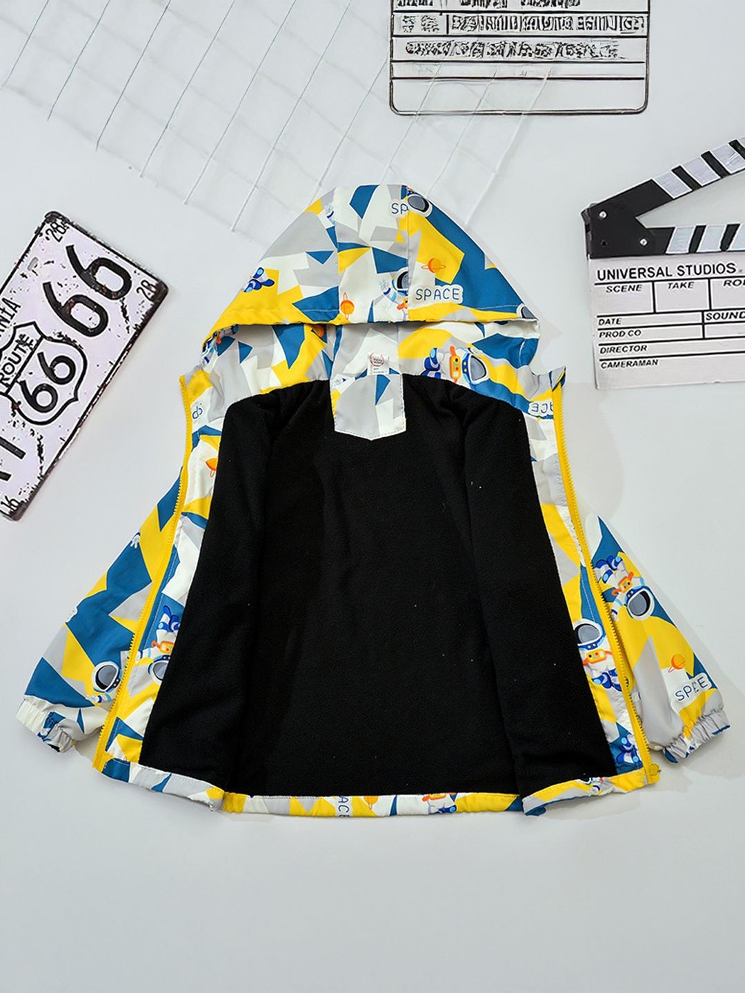 

Xsole Unisex Kids Graphic Printed Bomber Jacket, Yellow