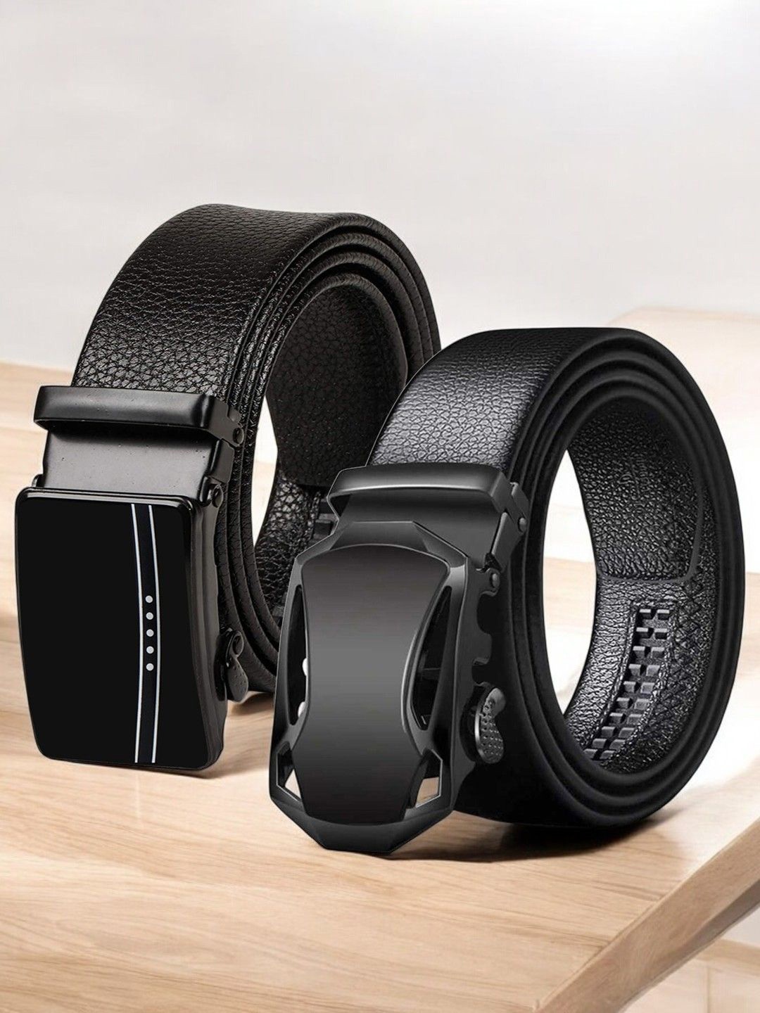 

Metronaut Men Textured 2 PU Belt, Black