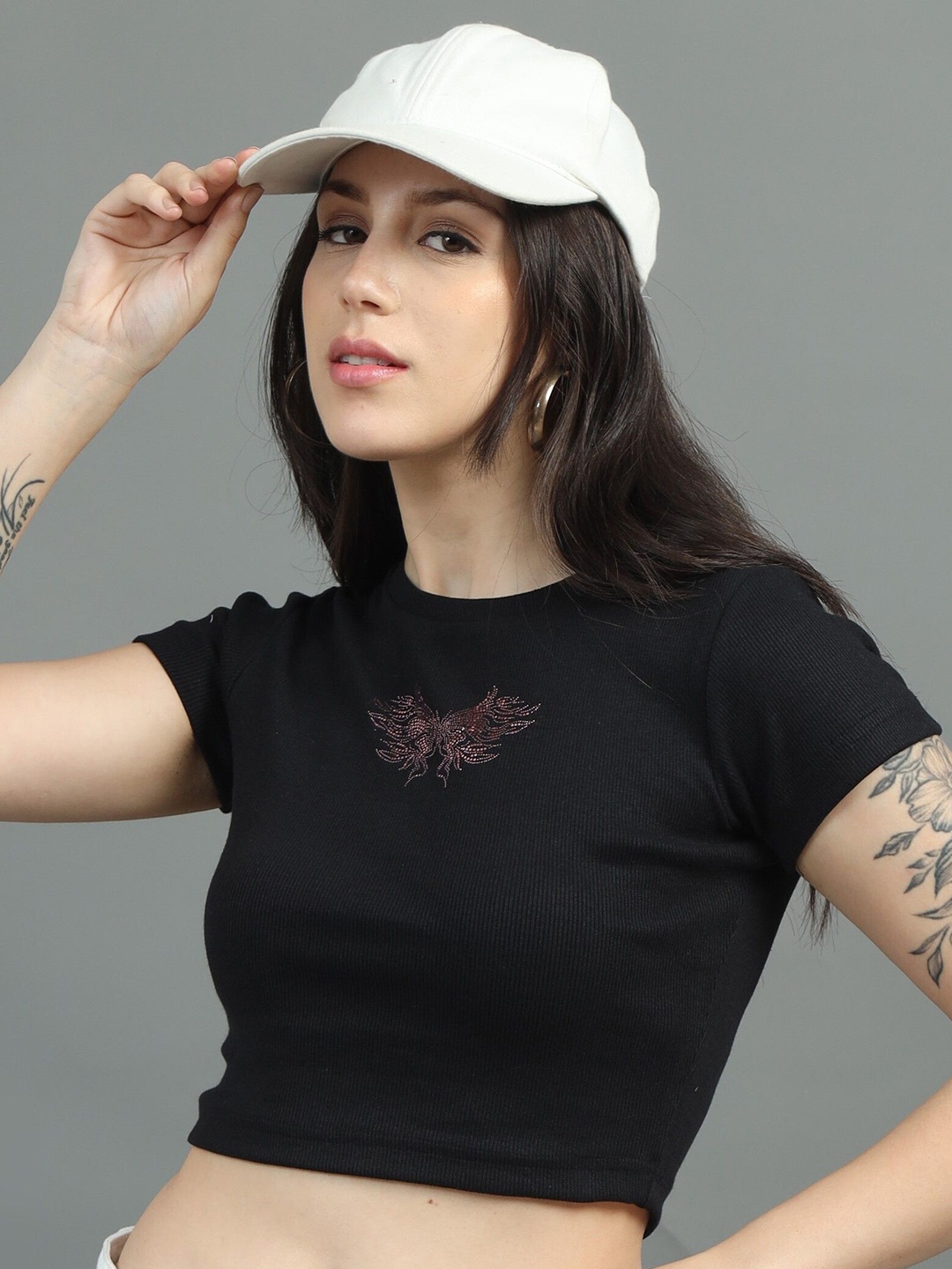 

sollobell Cotton Crop Top, Black