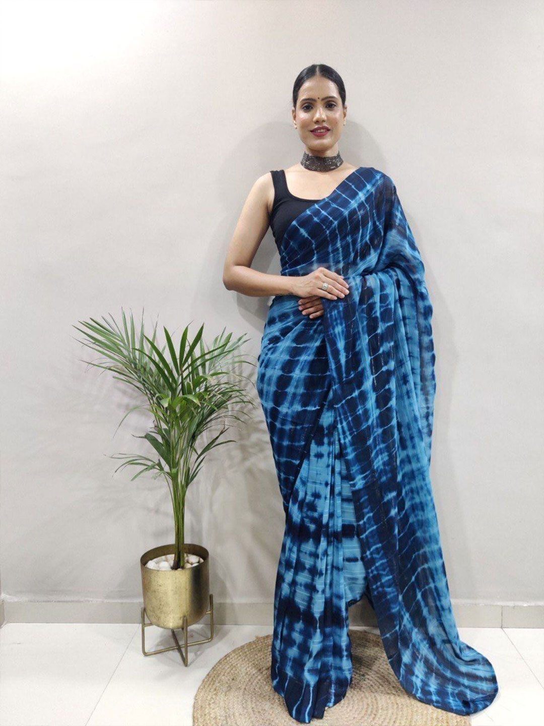 

Upalksh Tie and Dye Pure Cotton Saree, Blue