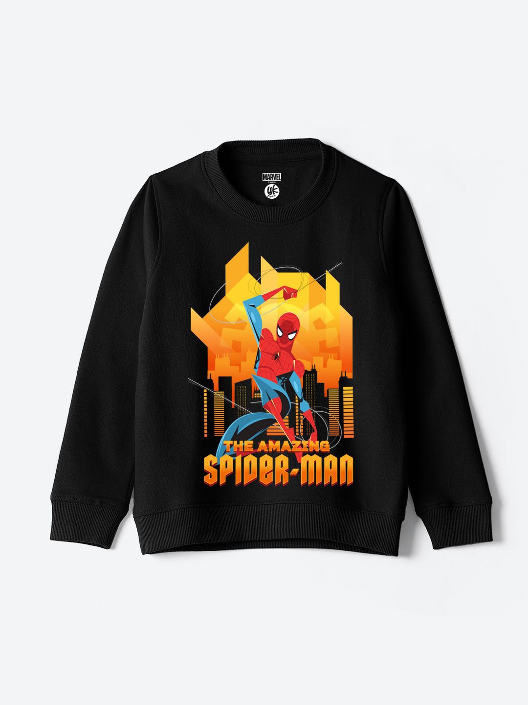 

YK Marvel Boys Spider-Man Printed Sweatshirt, Black