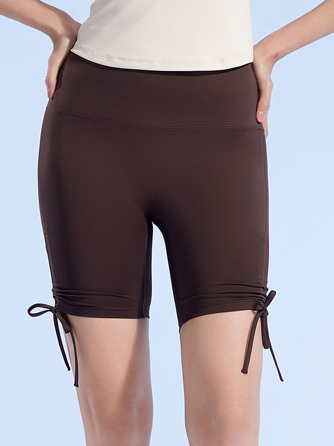 

LULU & SKY Women Skinny Fit Activewear Shorts, Brown