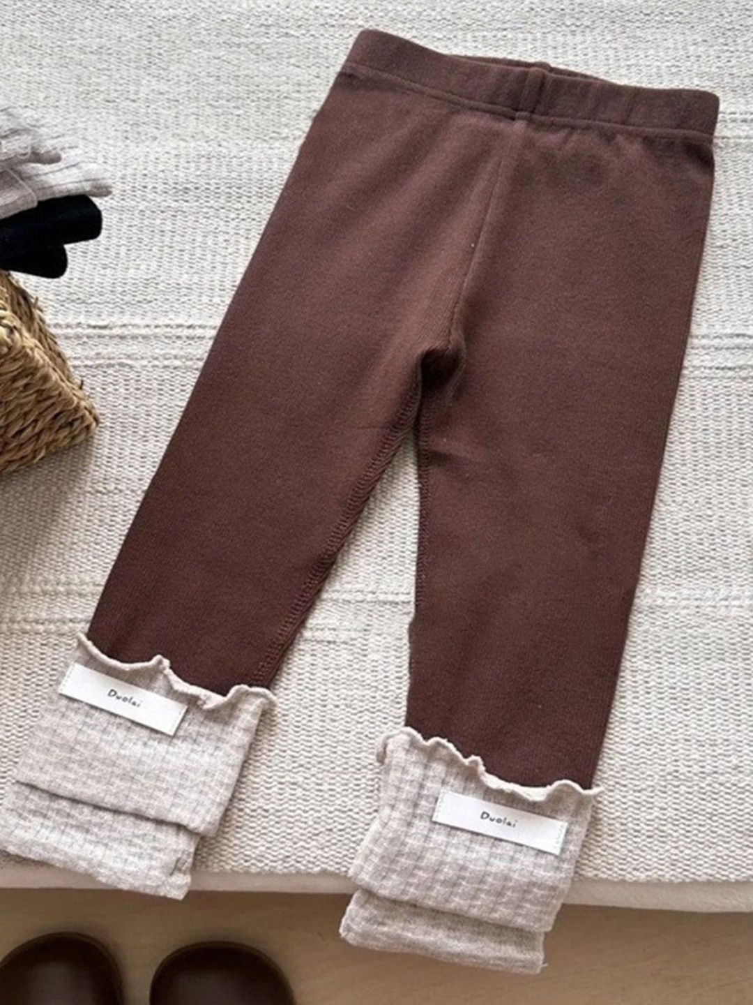 

FOREVER FRIDAY Girls Pure Cotton Mid Rise Ankle Length Leggings, Brown