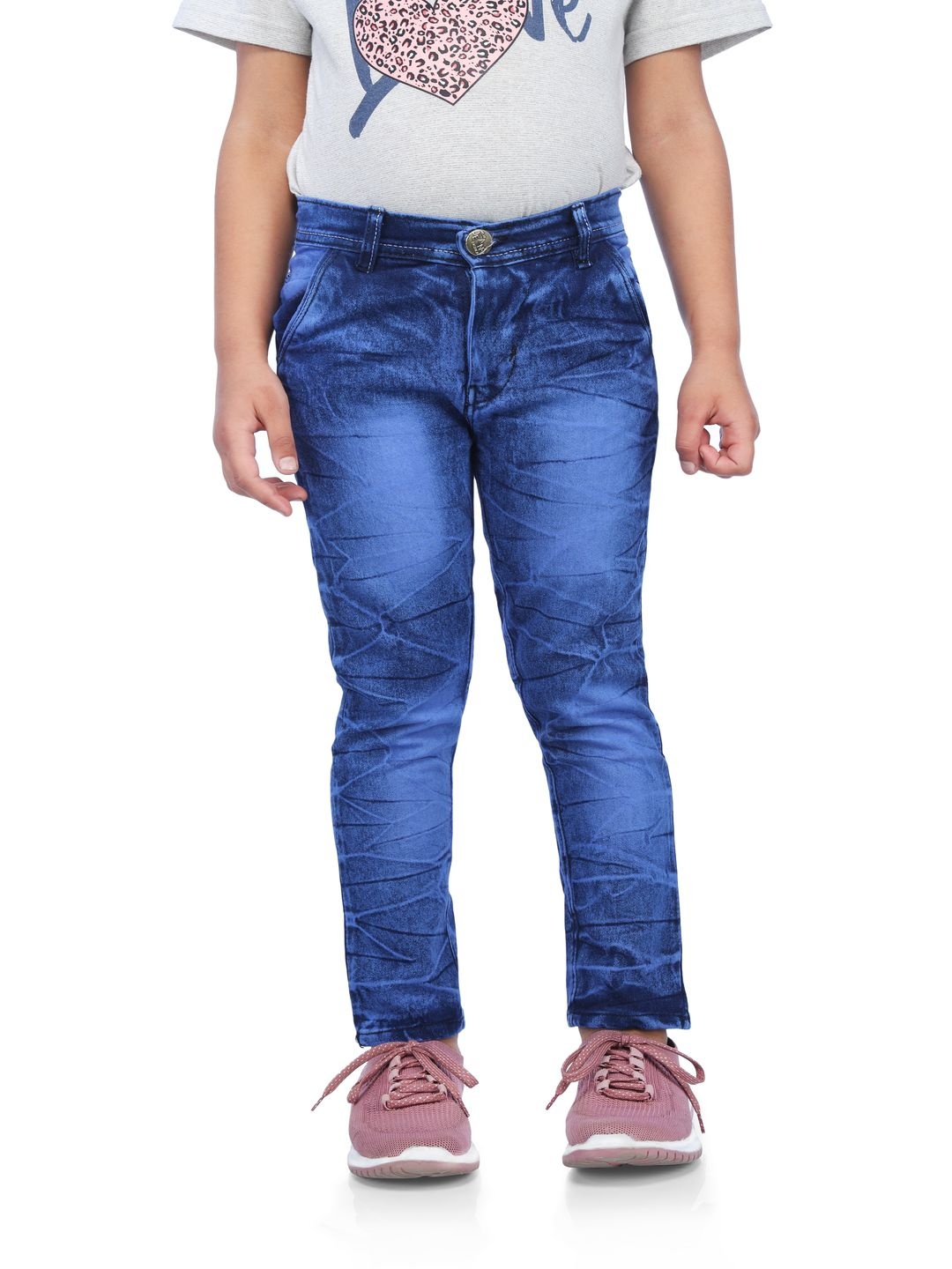 

GUCHU Girls Mid Rise Slim Fit Jeans, Blue