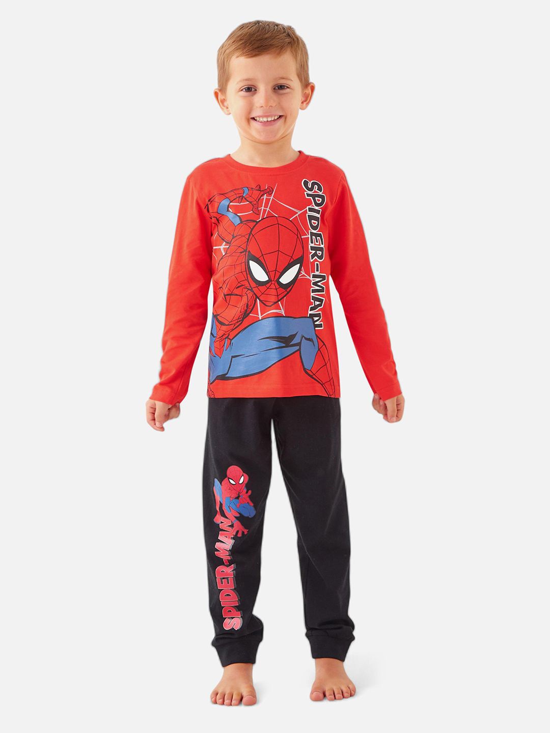

Juniors by Babyshop Boys Printed Pure Cotton T-Shirt With Pyjama, Red