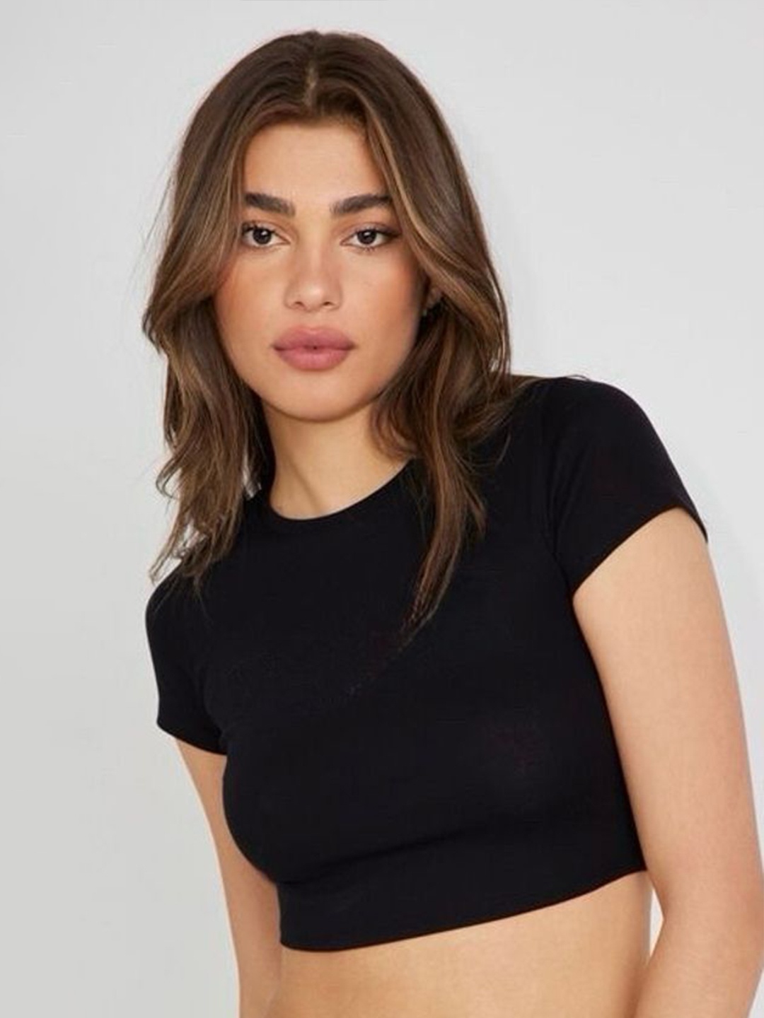 

sollobell Women Cotton Crop Top, Black