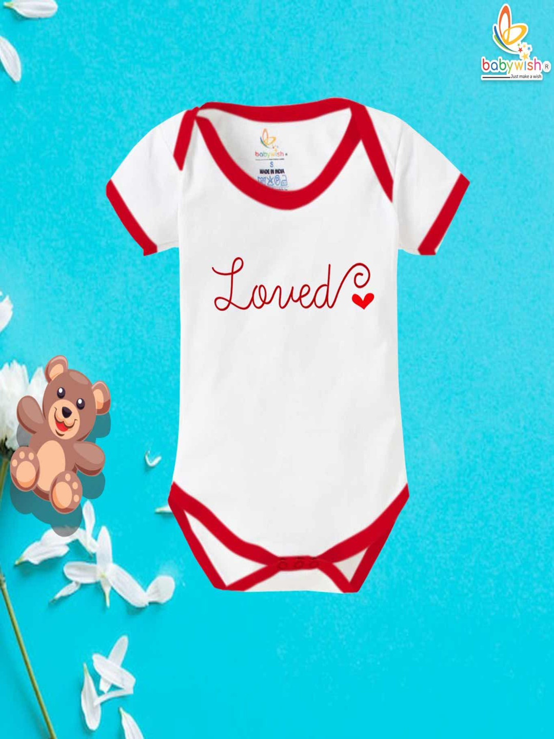 

Babywish Kids Printed Pure Cotton Bodysuit, White