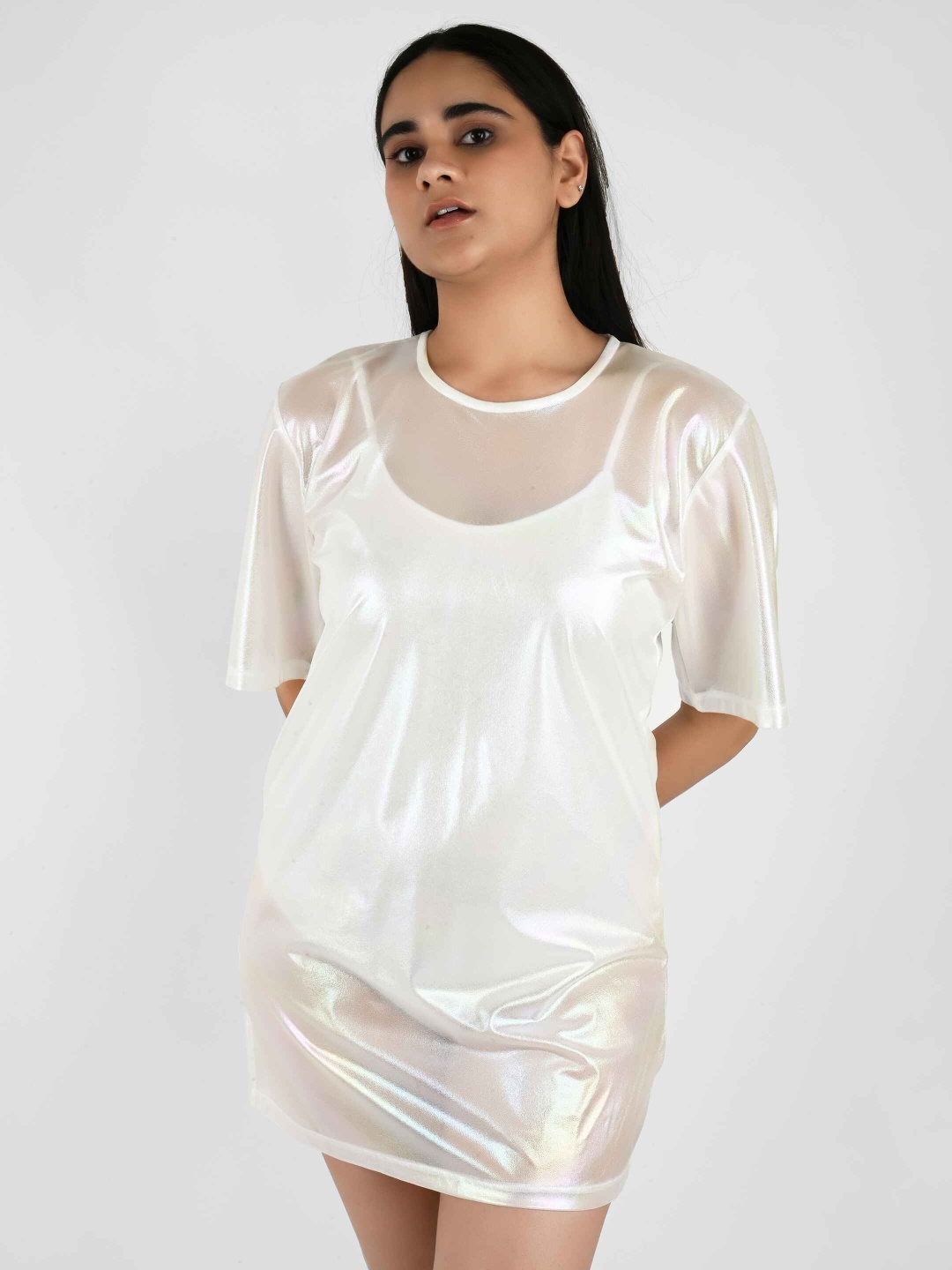 

Blissence Women Rainbow Swimwear Cover-up Dress, White