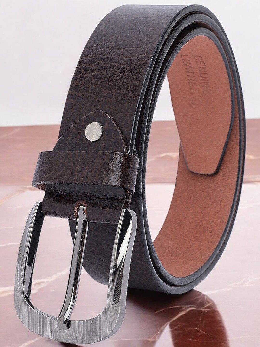 

Provogue Men Textured Leather Formal Belt, Brown