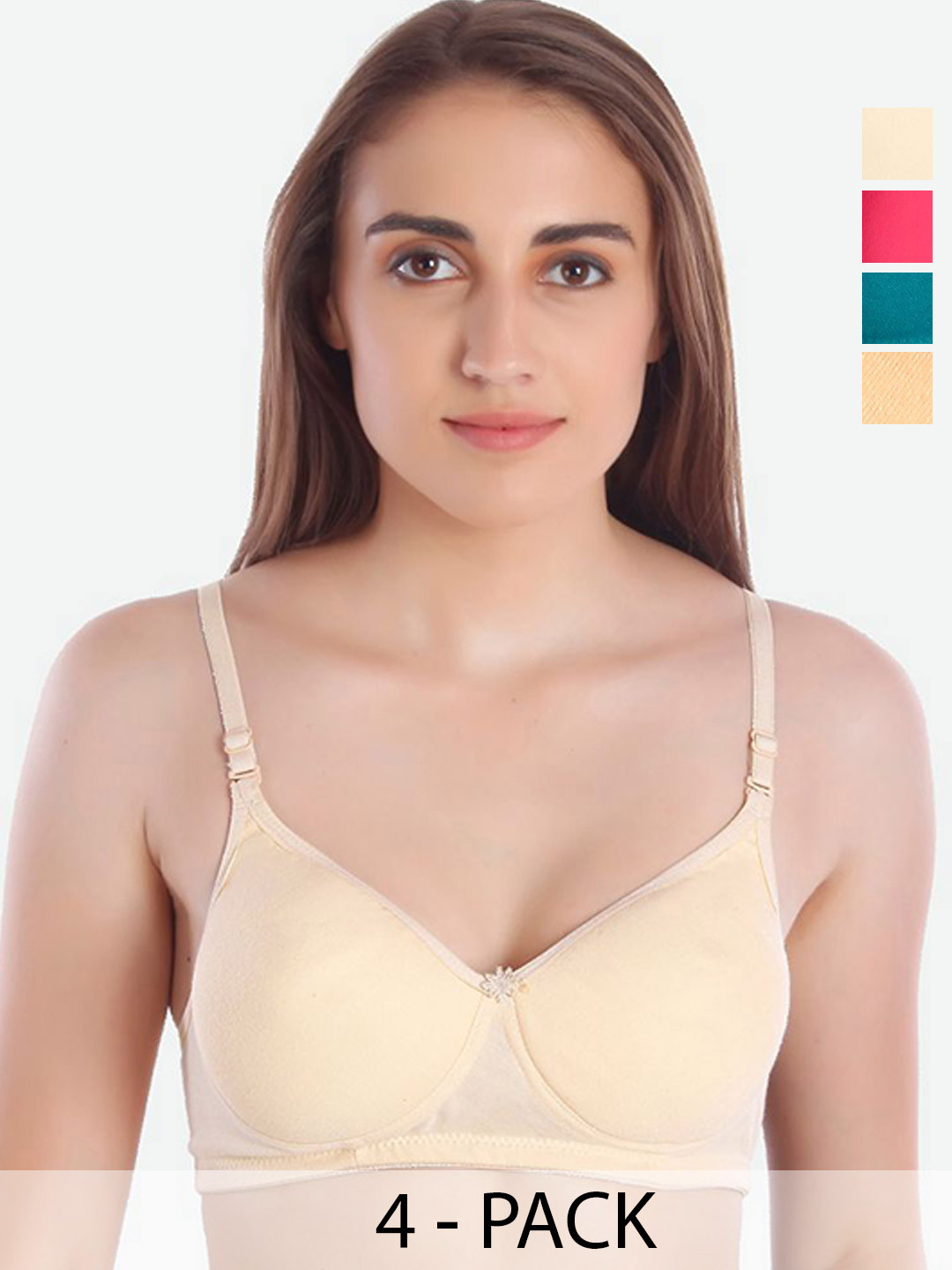 

MiEstilo Pack of 4 Full Coverage Lightly Padded Bra, Green