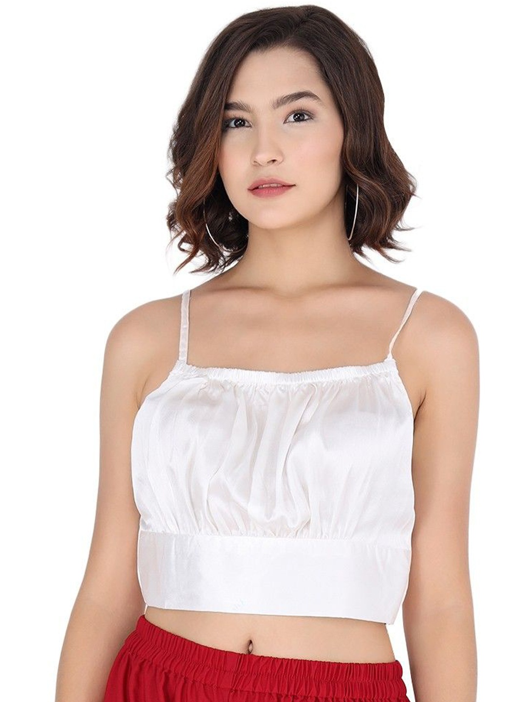 

CULPI Women Shoulder Straps Bralette Crop Top, White
