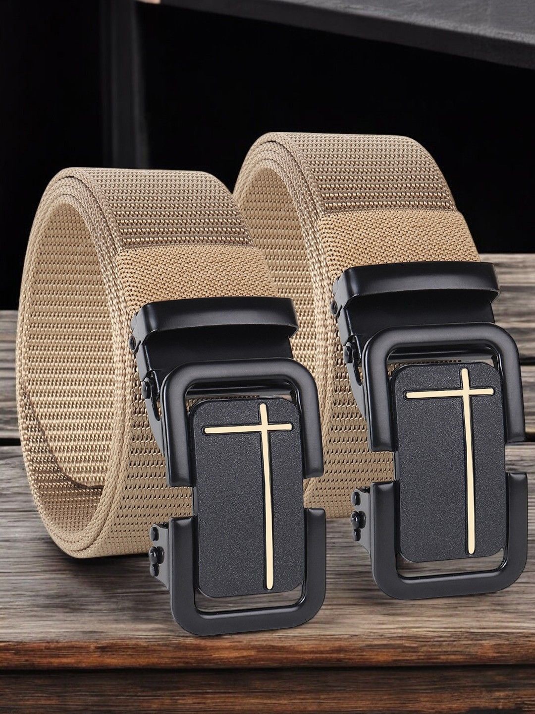 

Metronaut Men Textured 2 Belt, Beige
