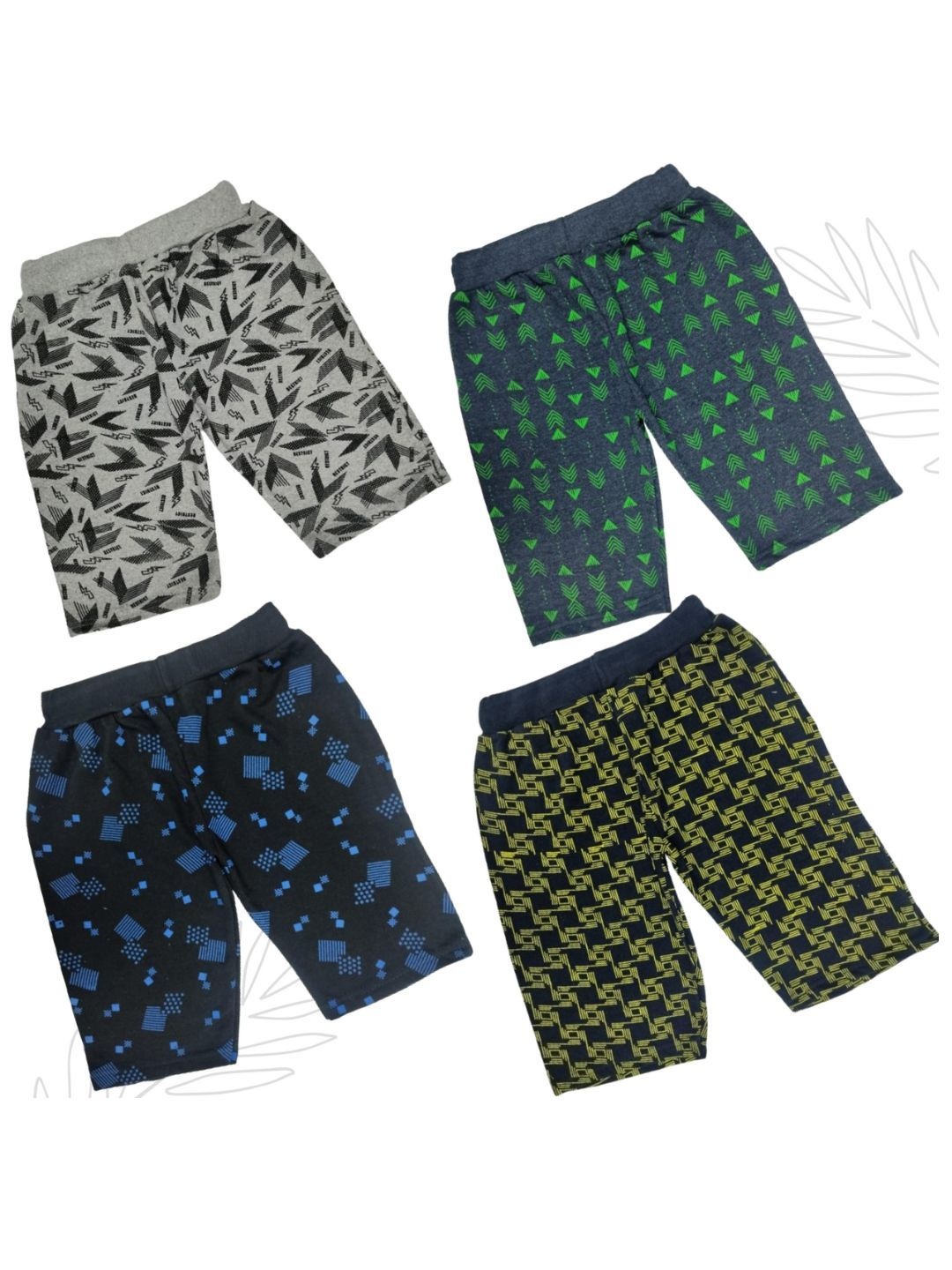 

Seyor Kids Pack Of 4 Cotton Printed Shorts, Black