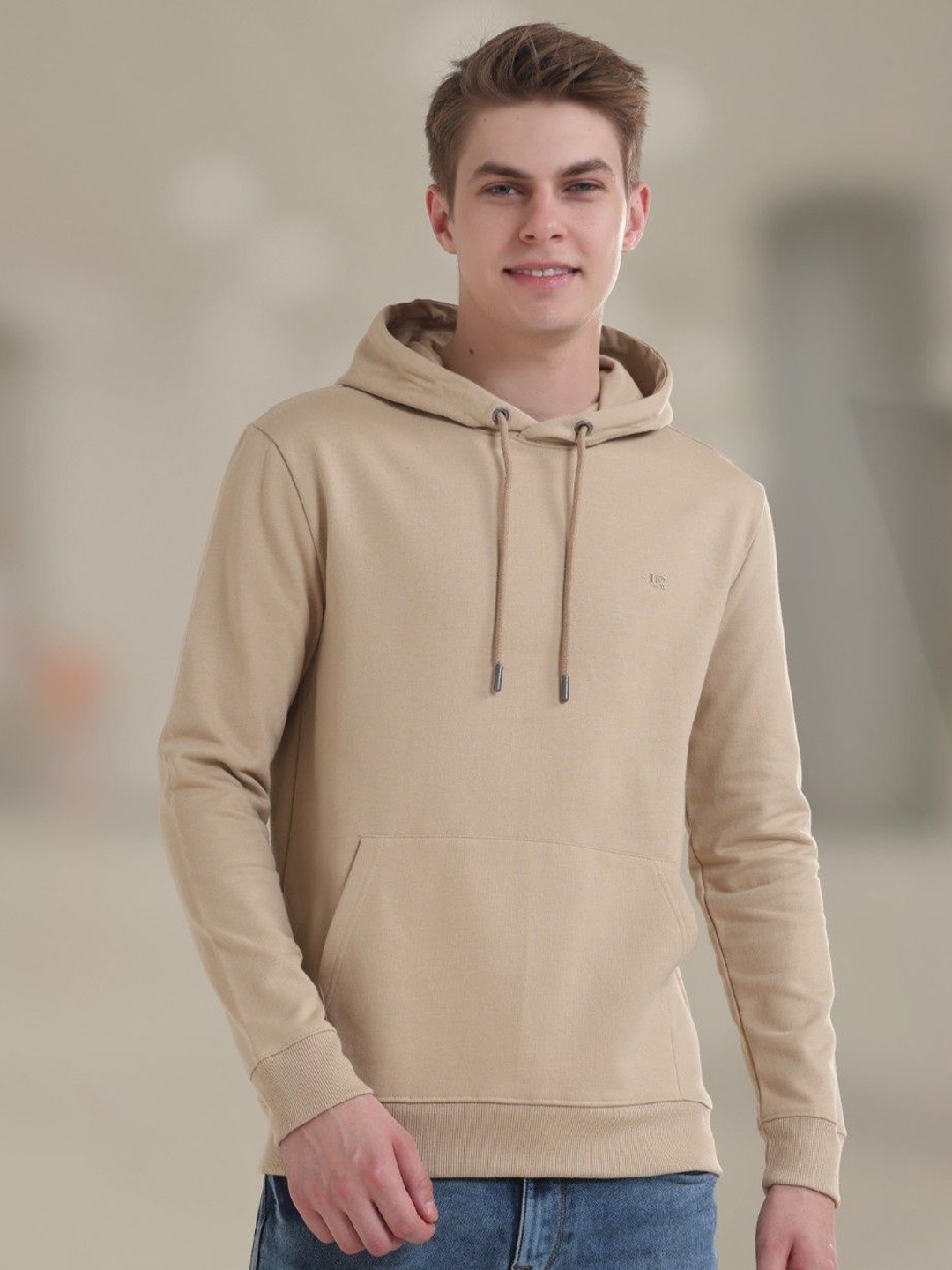 

TURMS Unisex Anti-Stain Anti-Odor Water Repellent Cotton Hooded Sweatshirt, Beige