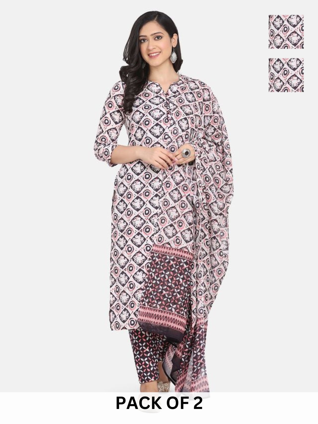 

KALINI Women Ethnic Motifs Printed Regular Kurta with Trousers, White