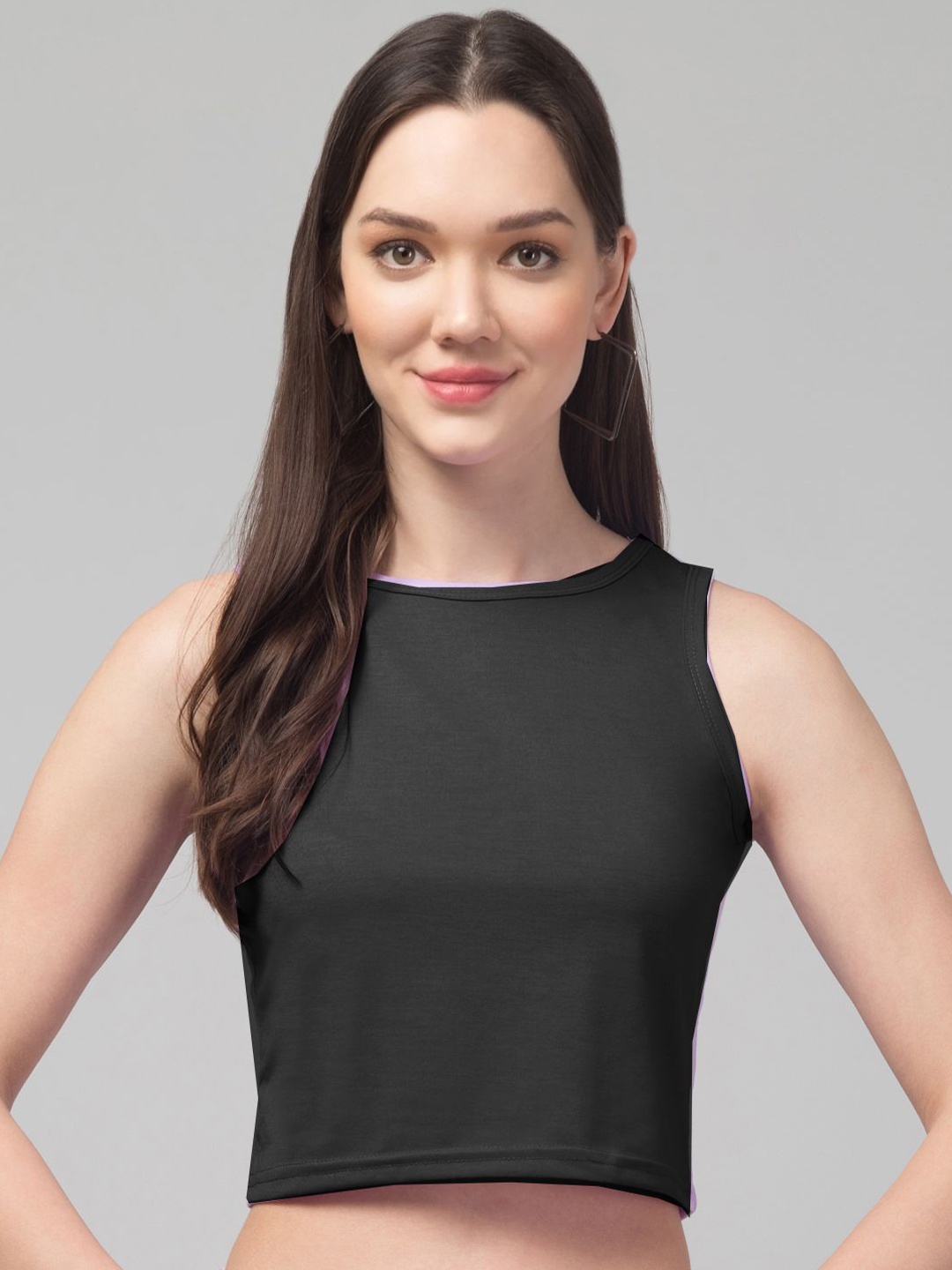 

CULPI Women Sleeveless Fitted Crop Top, Black