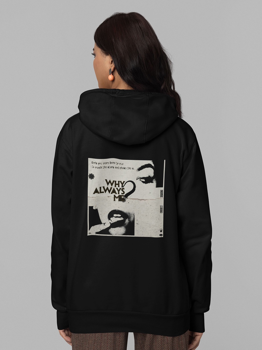 

TheBTclub Women Printed Hooded Pullover Sweatshirt, Black