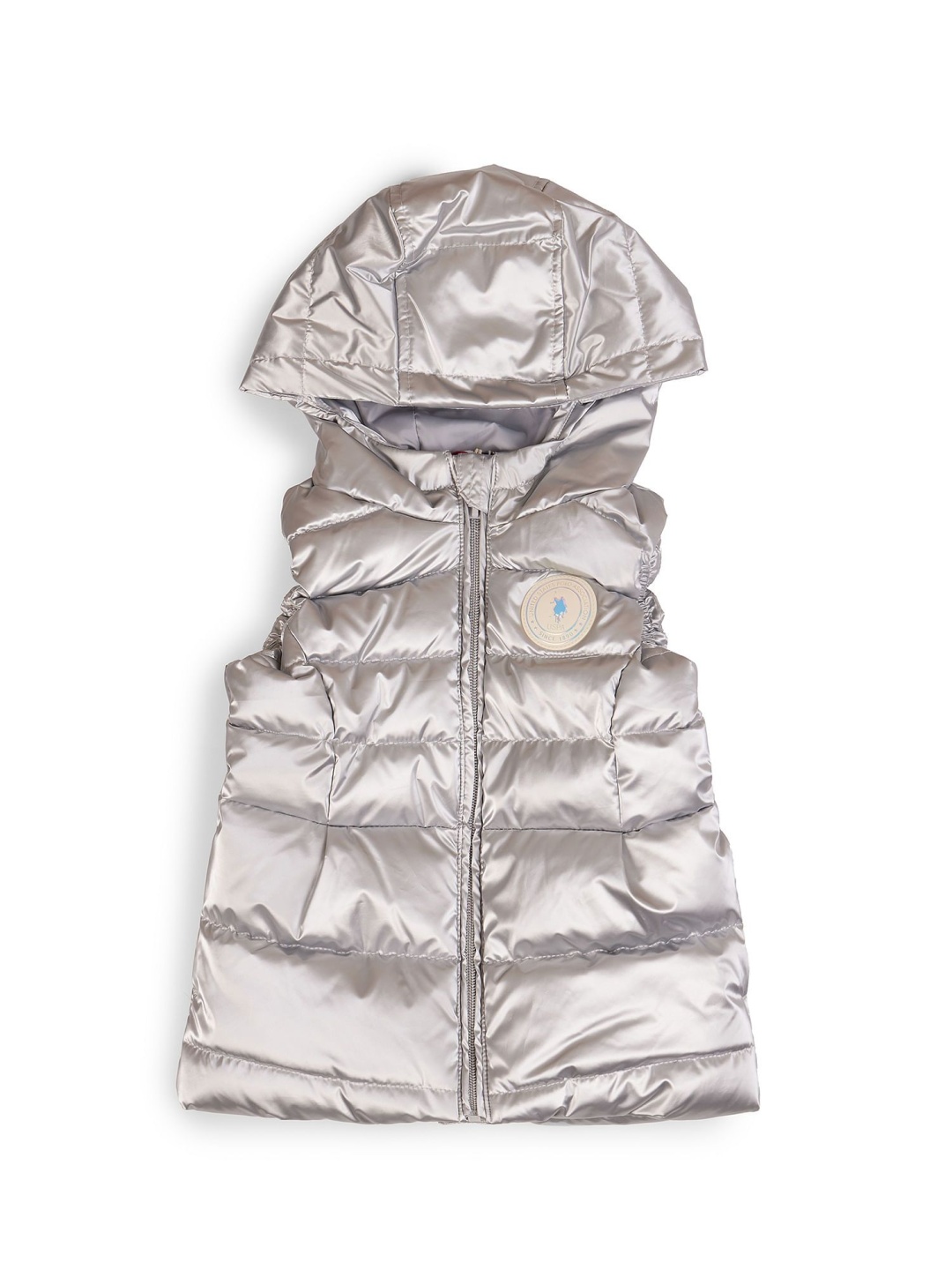 

U.S. Polo Assn. Kids Girls Hooded Solid Casual Gilet Jacket, Grey