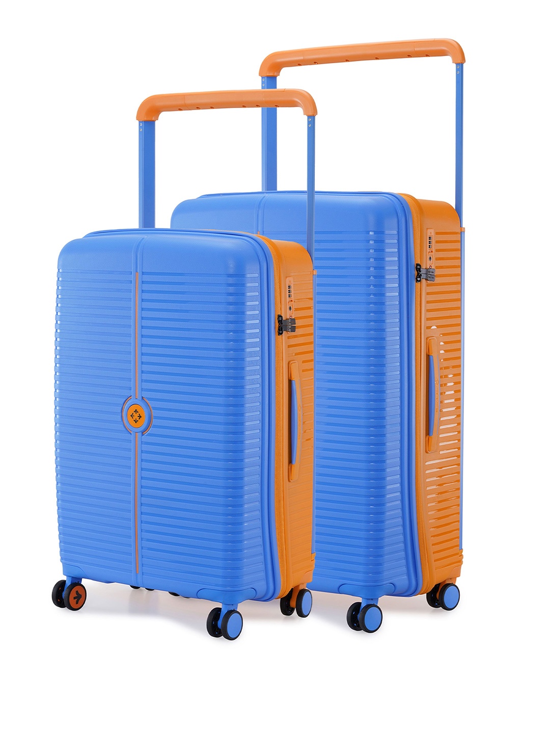 

Nasher Miles Unisex Dubai Polypropylene Set of 2 M/L Blue Orange Trolley Bags (65-75 cm)