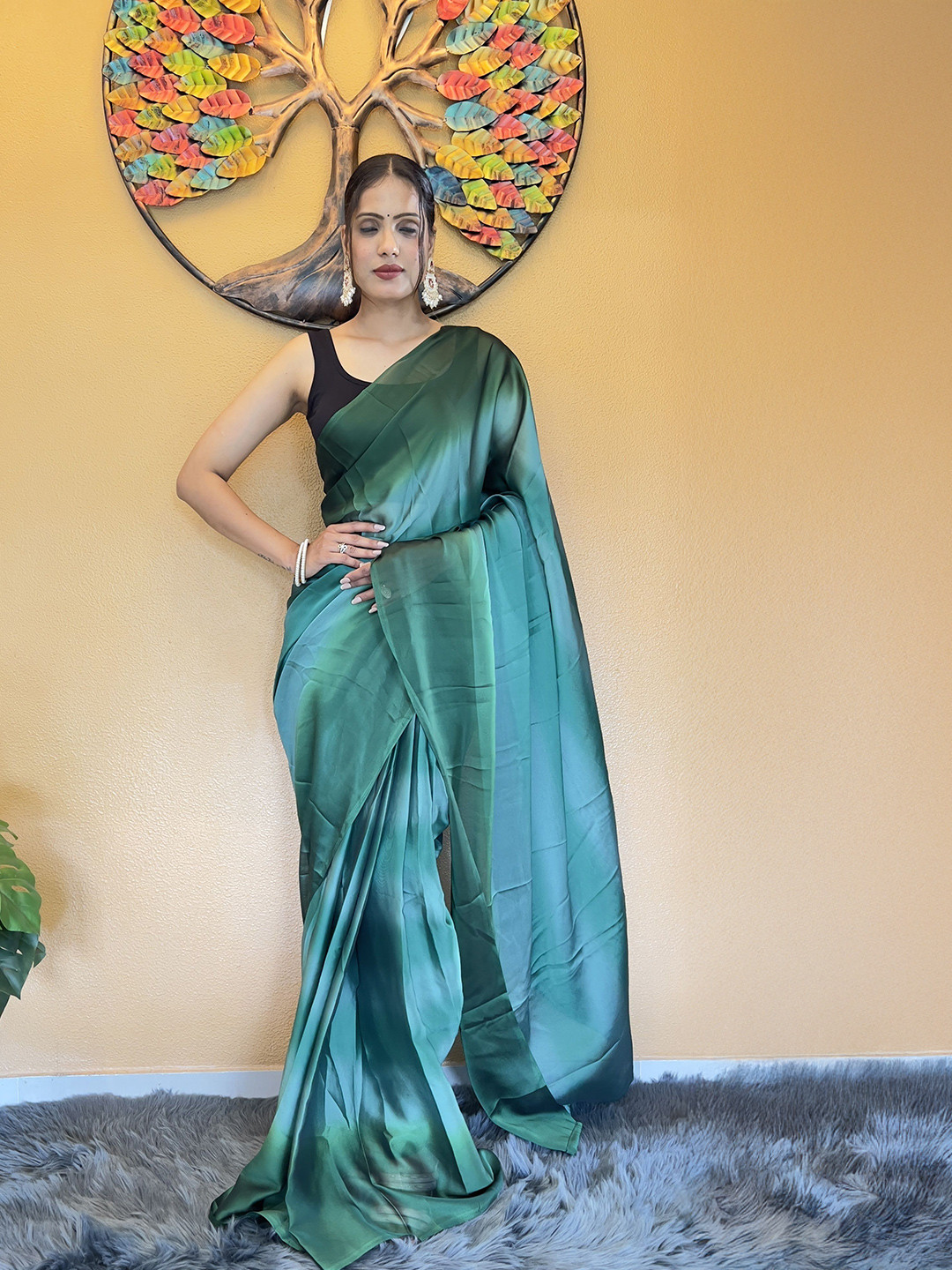 

Upalksh Solid Chiffon Saree, Blue
