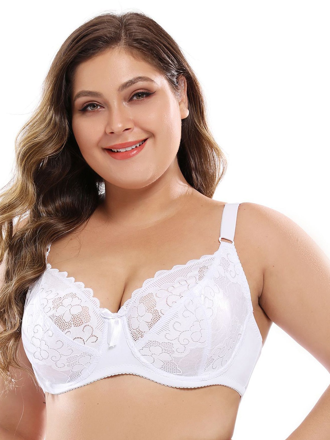 

LULU & SKY Floral Bra Medium Coverage, White