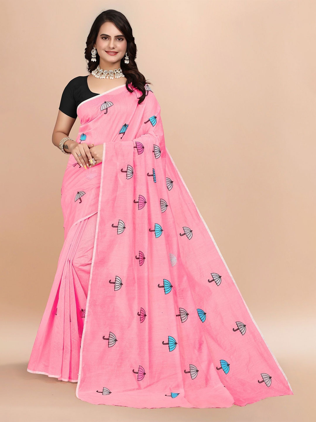 

Aika Embroidered Pure Silk Kanjeevaram Saree, Pink