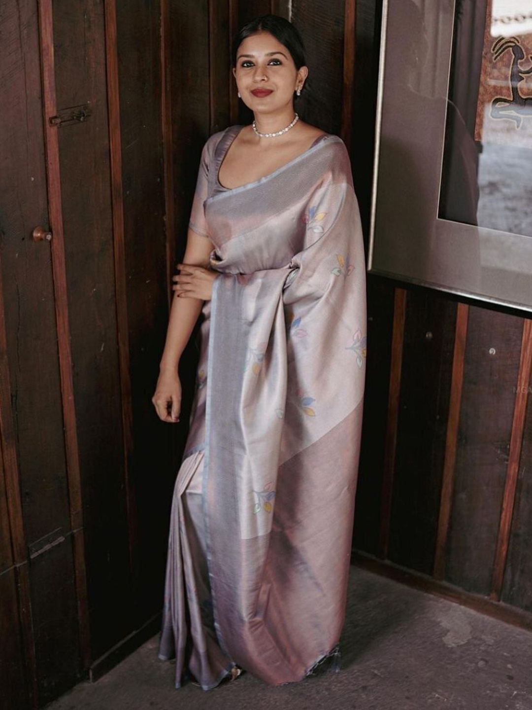 

Upalksh Woven Design Zari Silk Blend Kanjeevaram Saree, Brown