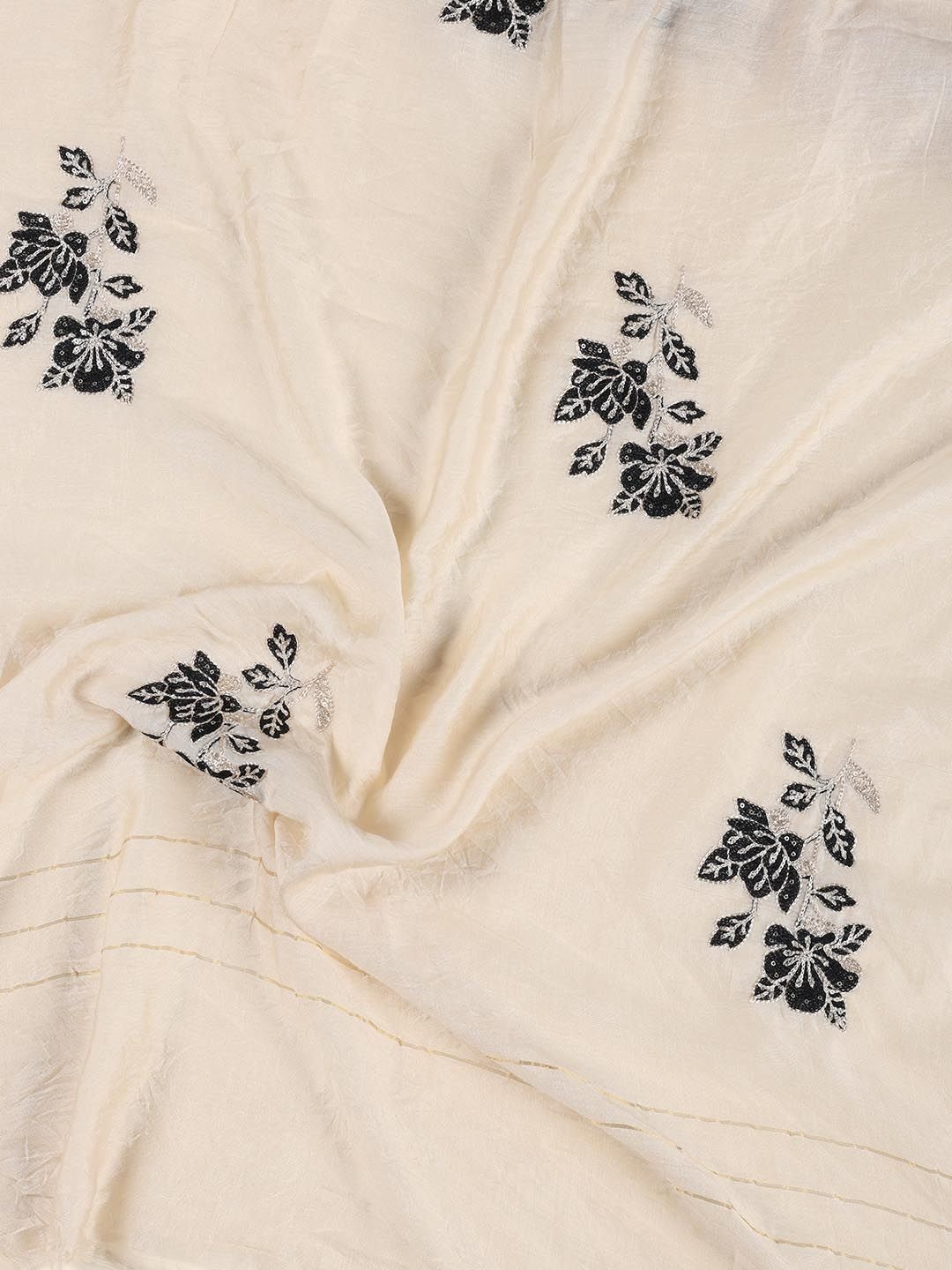 

Meena Bazaar Printed Art Silk Unstitched Dress Material, Cream
