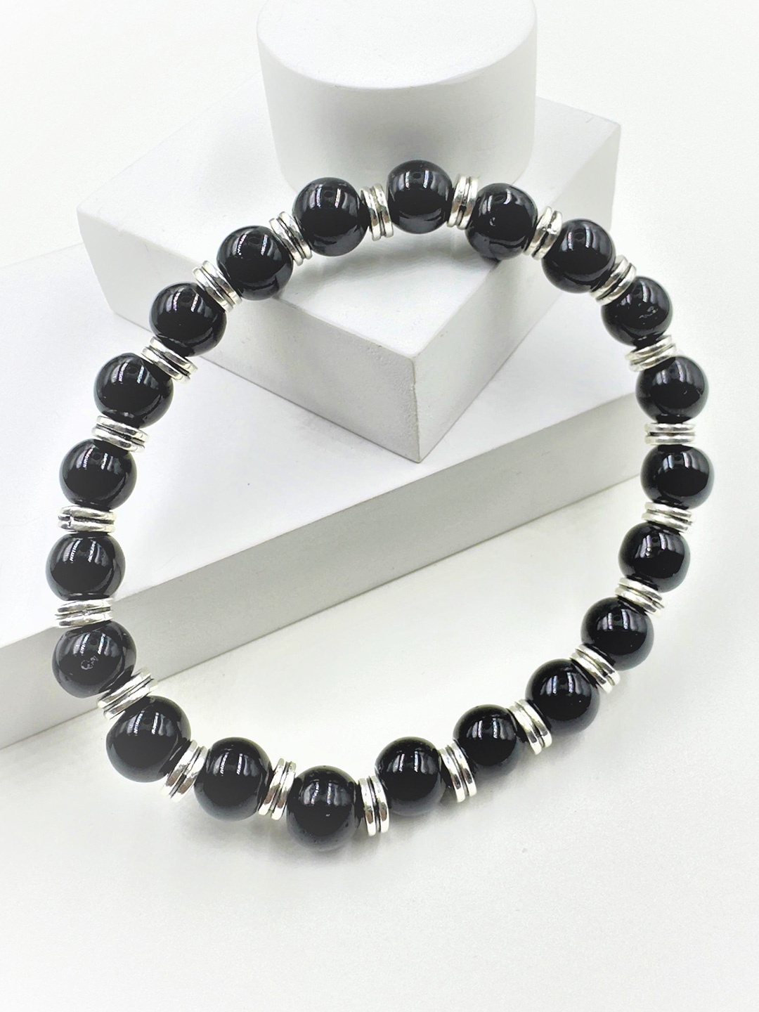 

AKLINA Beaded Ceramic Elasticated Bracelet, Black