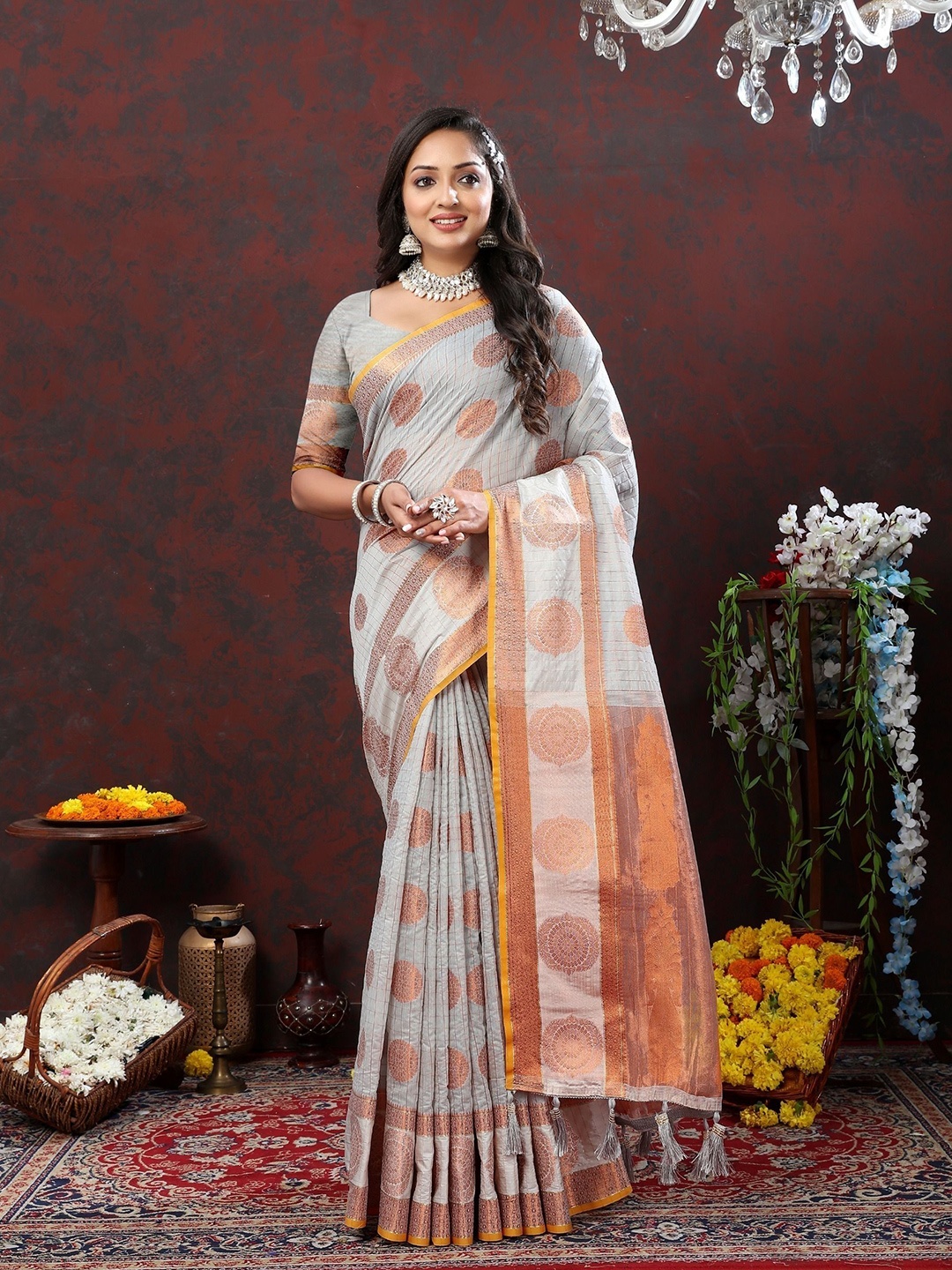 

Upalksh Woven Design Zari Paithani Saree, Grey